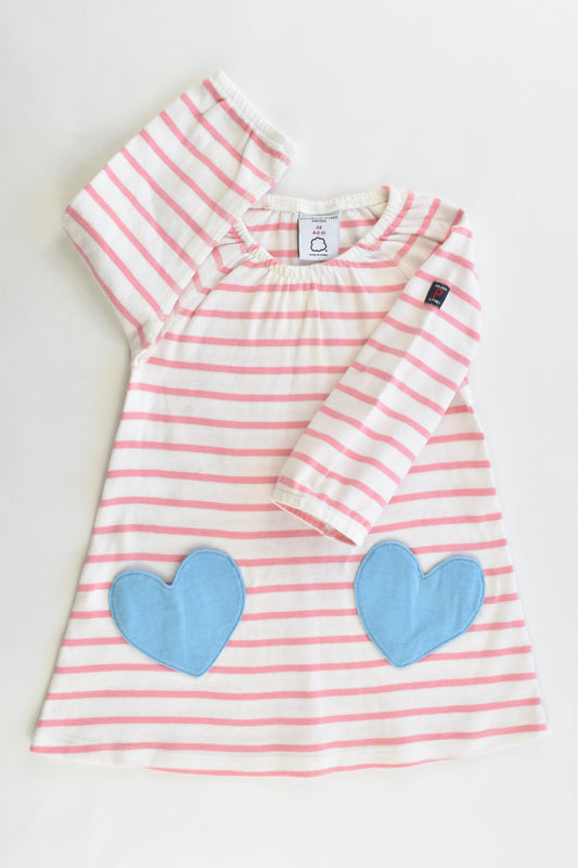 Polarn O. Pyret (Sweden) Size 68 cm (4-6 months) Striped Dress with Love Hearts Pockets