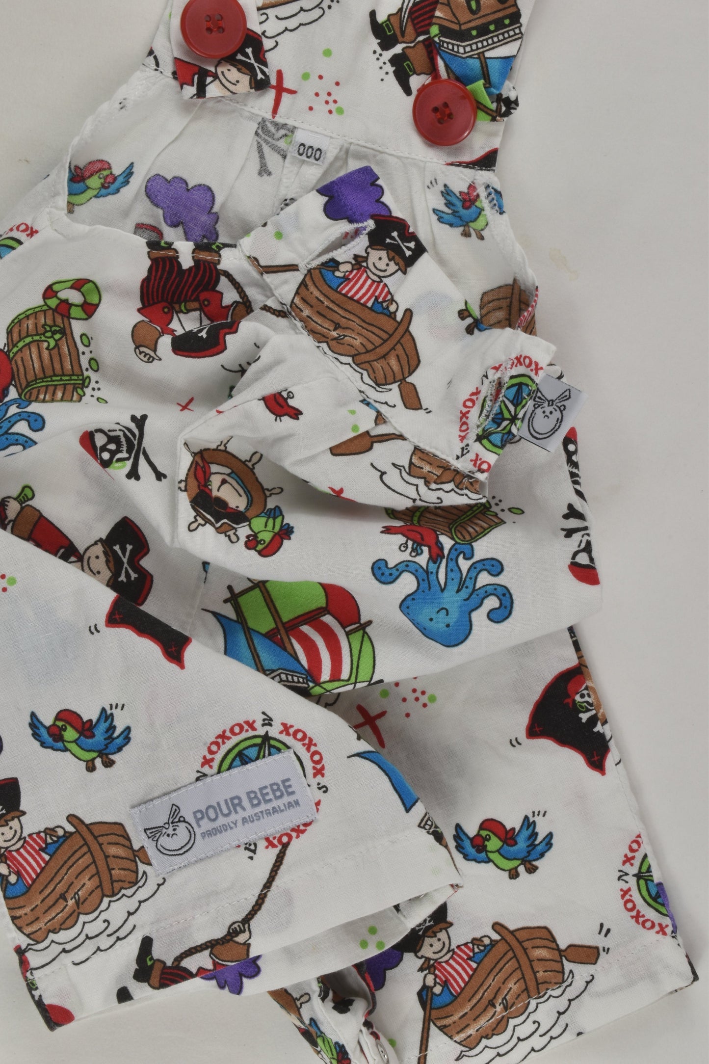 Pour Bebe by Couturekidz Size 000 Pirate Short Overalls