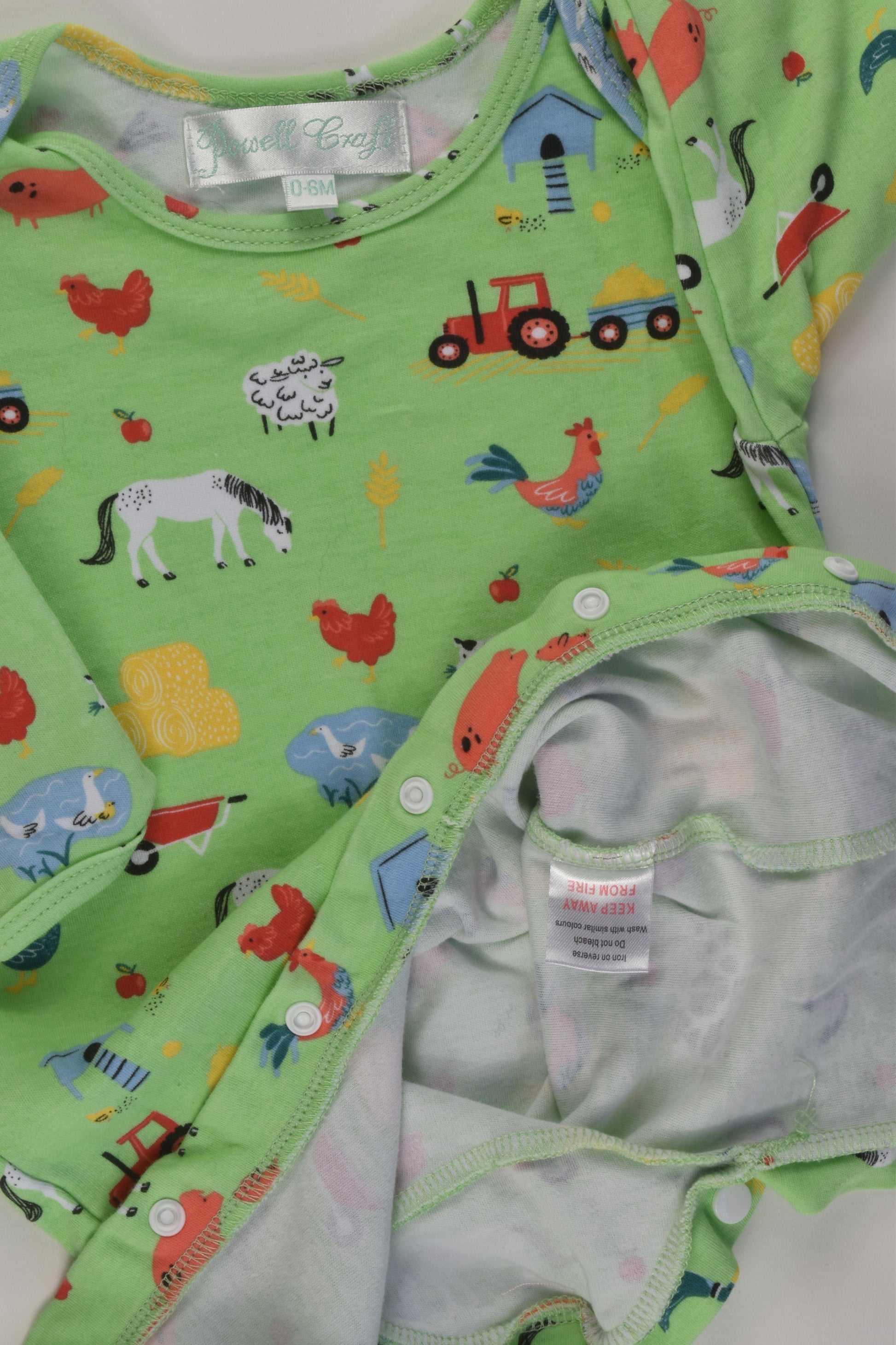 Powell Craft Size 0-6 months Farmyard Romper