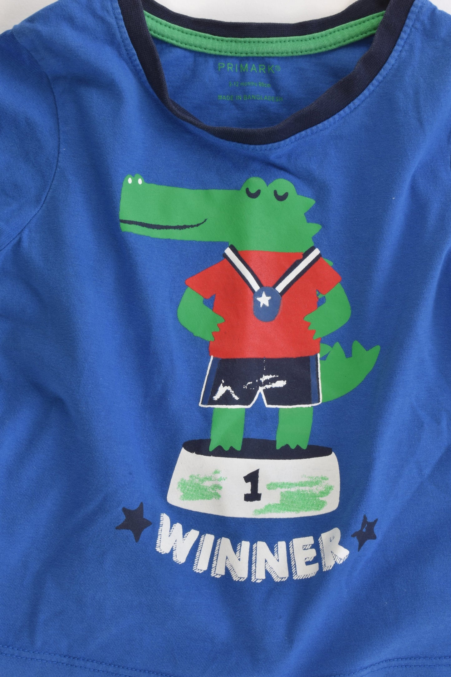 Primark Size 0 (9/12 months, 80 cm) Crocodile 'Winner' T-shirt