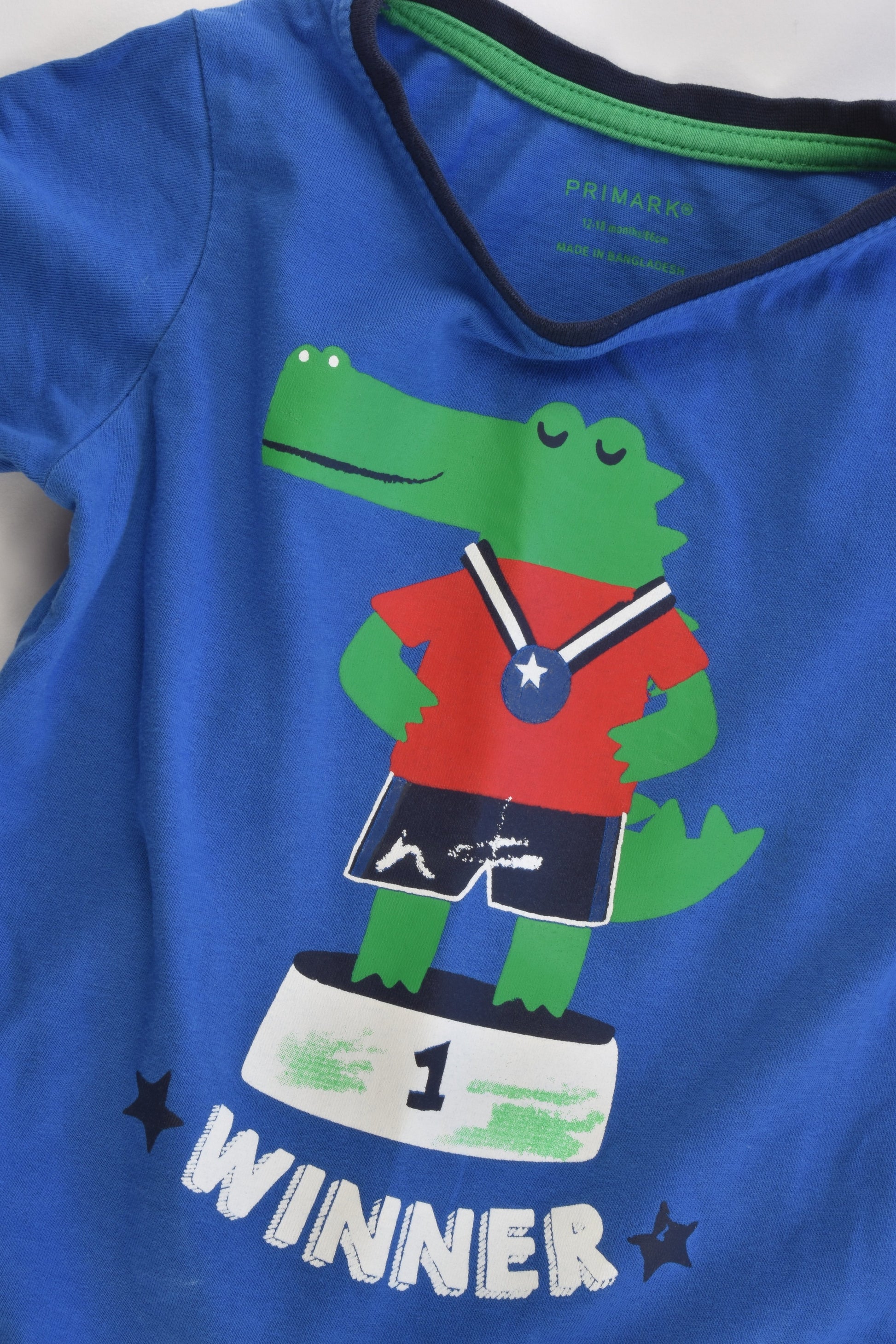 Primark Size 1 (12-18 months, 86 cm) Crocodile 'Winner' T-shirt