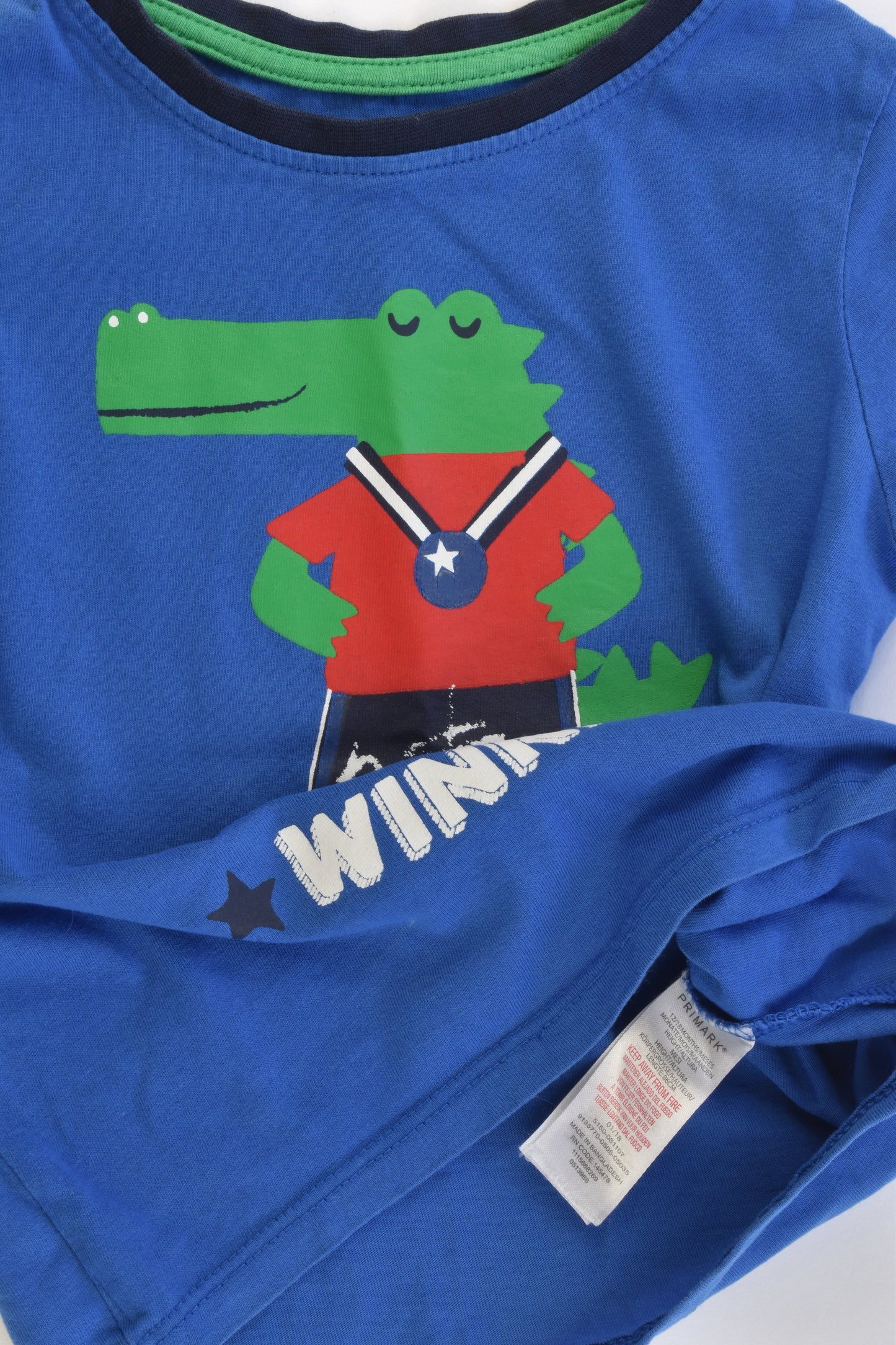 Primark Size 1 (12-18 months, 86 cm) Crocodile 'Winner' T-shirt