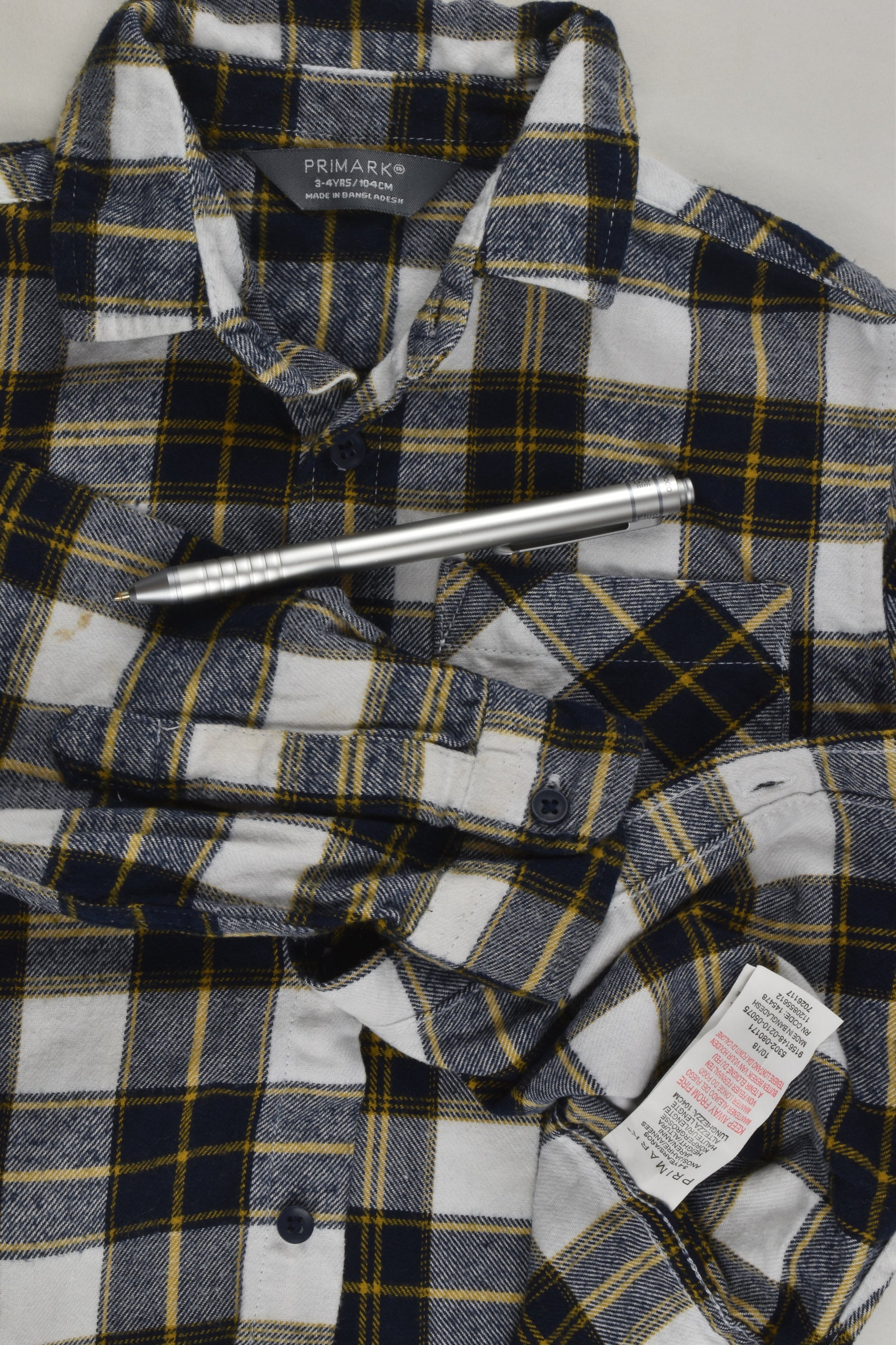 Primark Size 3-4 Checked Winter Shirt