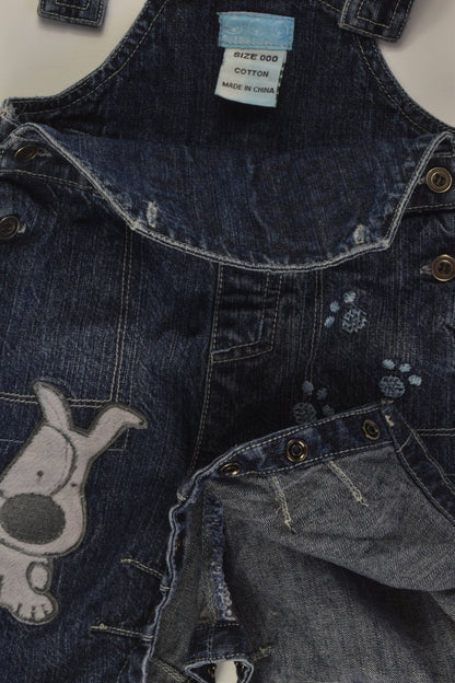 Puddle Ducklings Size 000 Dog Denim Overalls