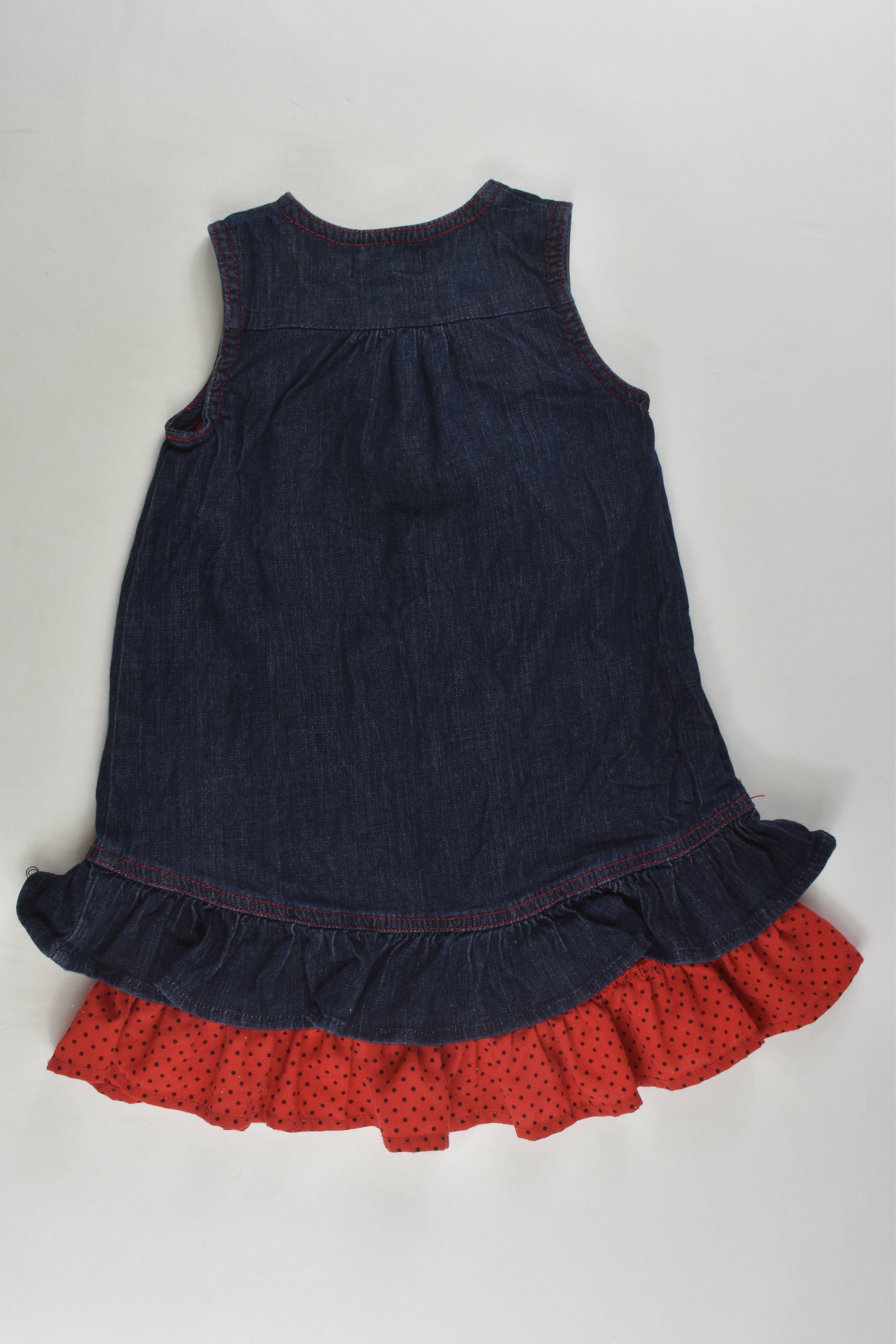 Pumpkin Patch Size 0 (6-12 months) Lined Ladybug Denim Dress