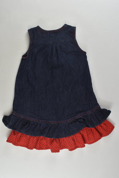 Pumpkin Patch Size 0 (6-12 months) Lined Ladybug Denim Dress