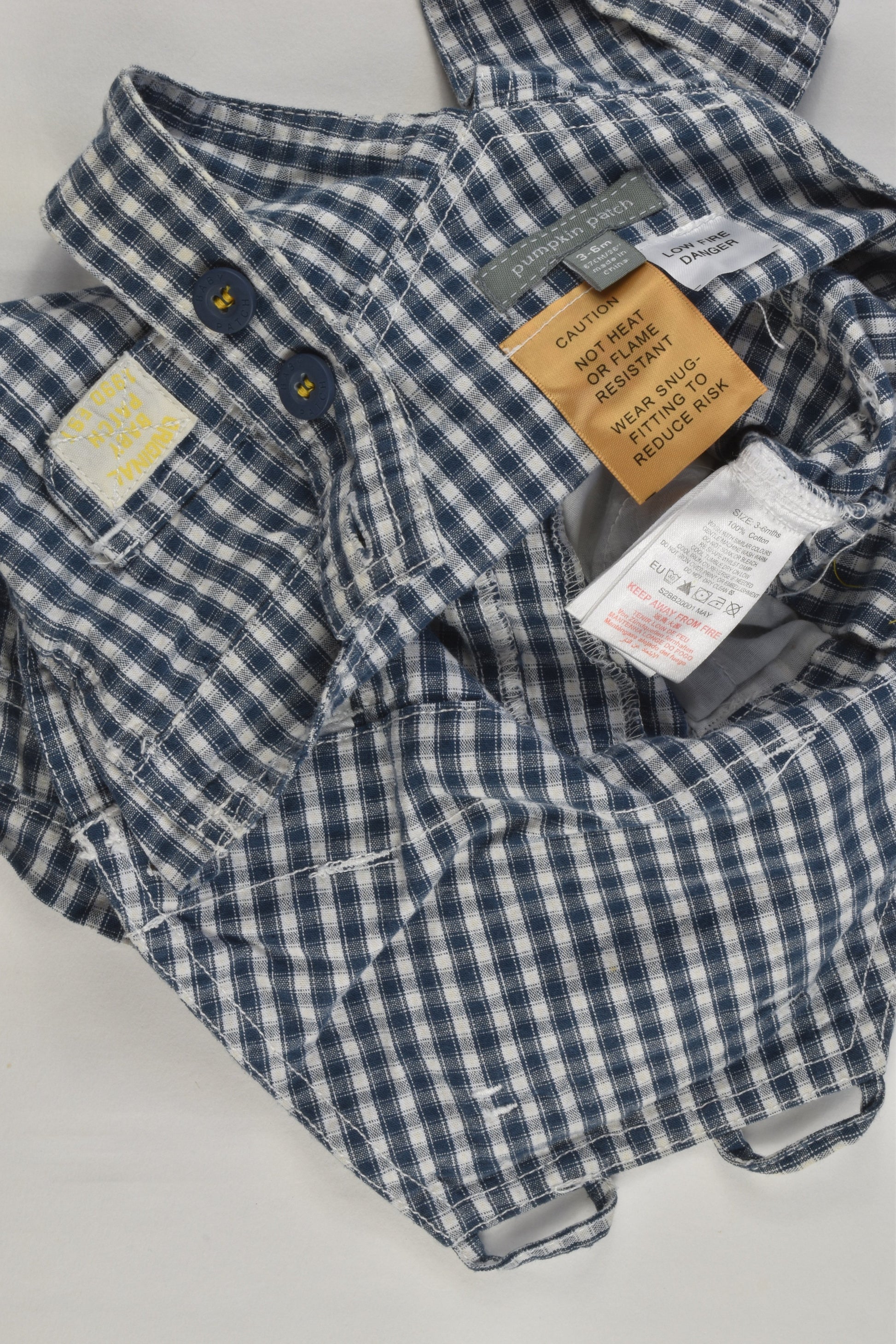 Pumpkin Patch Size 00 (3-6 months) Checked Short Overalls
