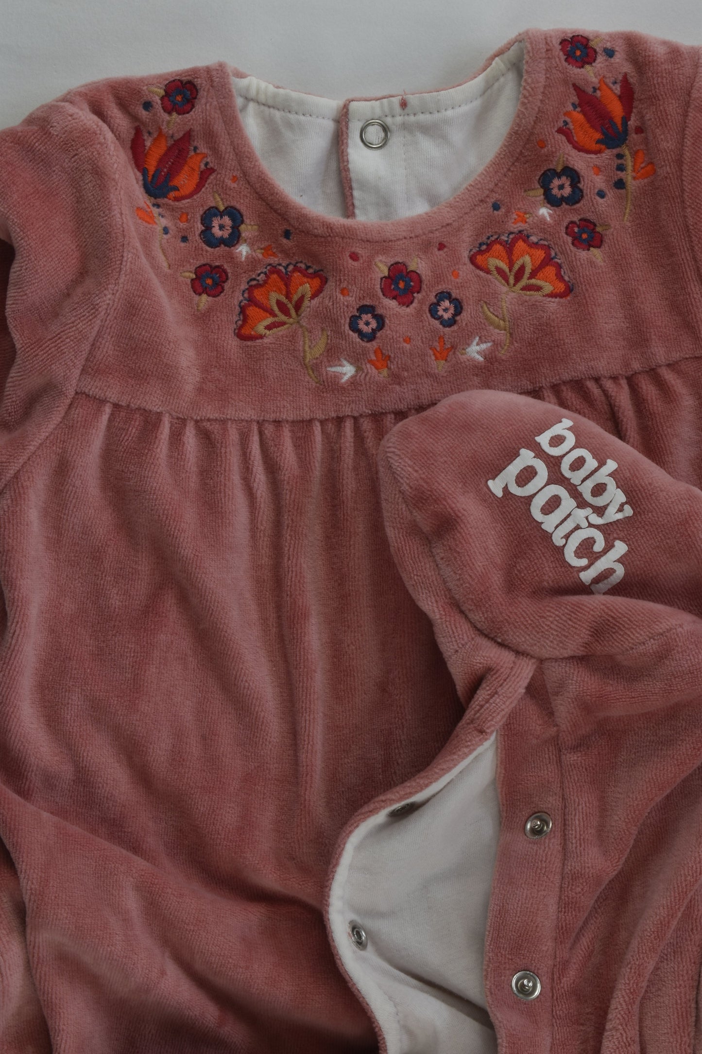 Pumpkin Patch Size 00 Fully Lined Footed Velour Romper