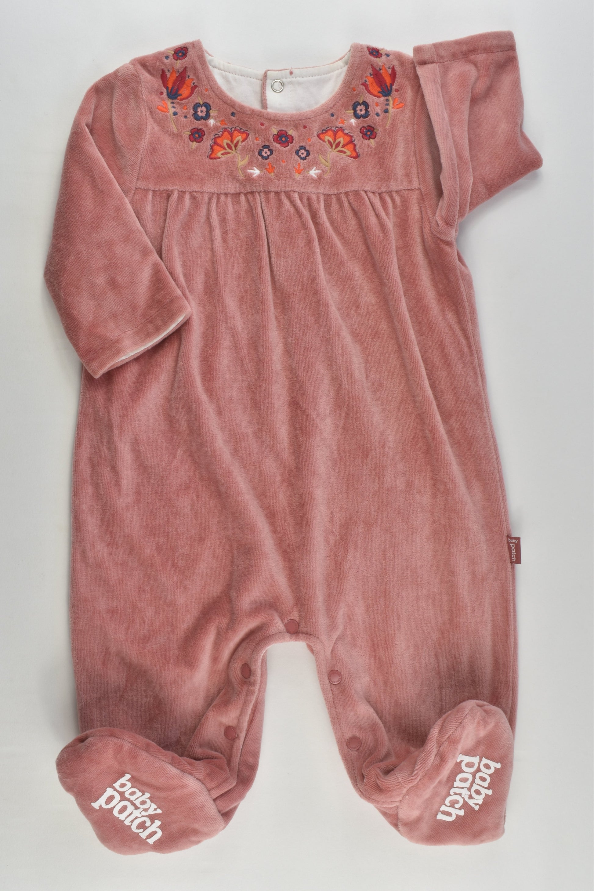 Pumpkin Patch Size 00 Fully Lined Footed Velour Romper