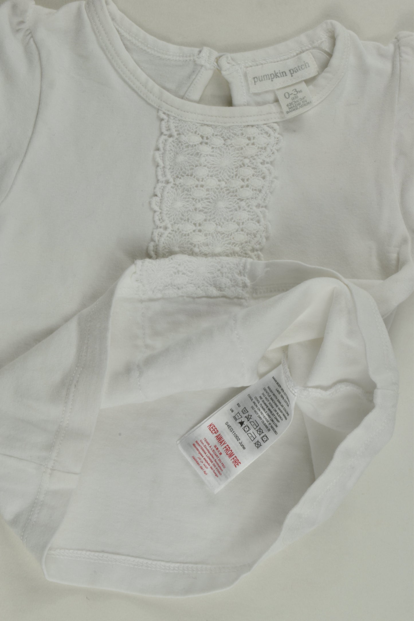 Pumpkin Patch Size 000 Lace Detail T-shirt