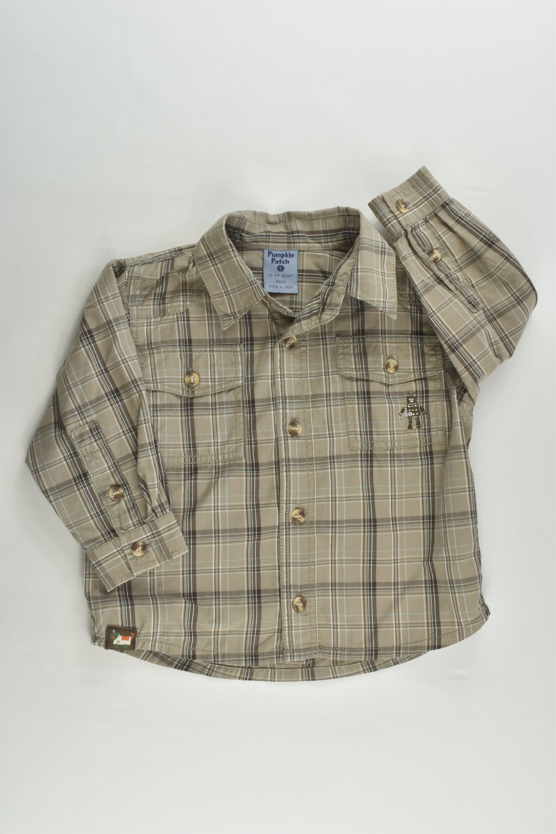 Pumpkin Patch Size 1 Checked Robot Shirt