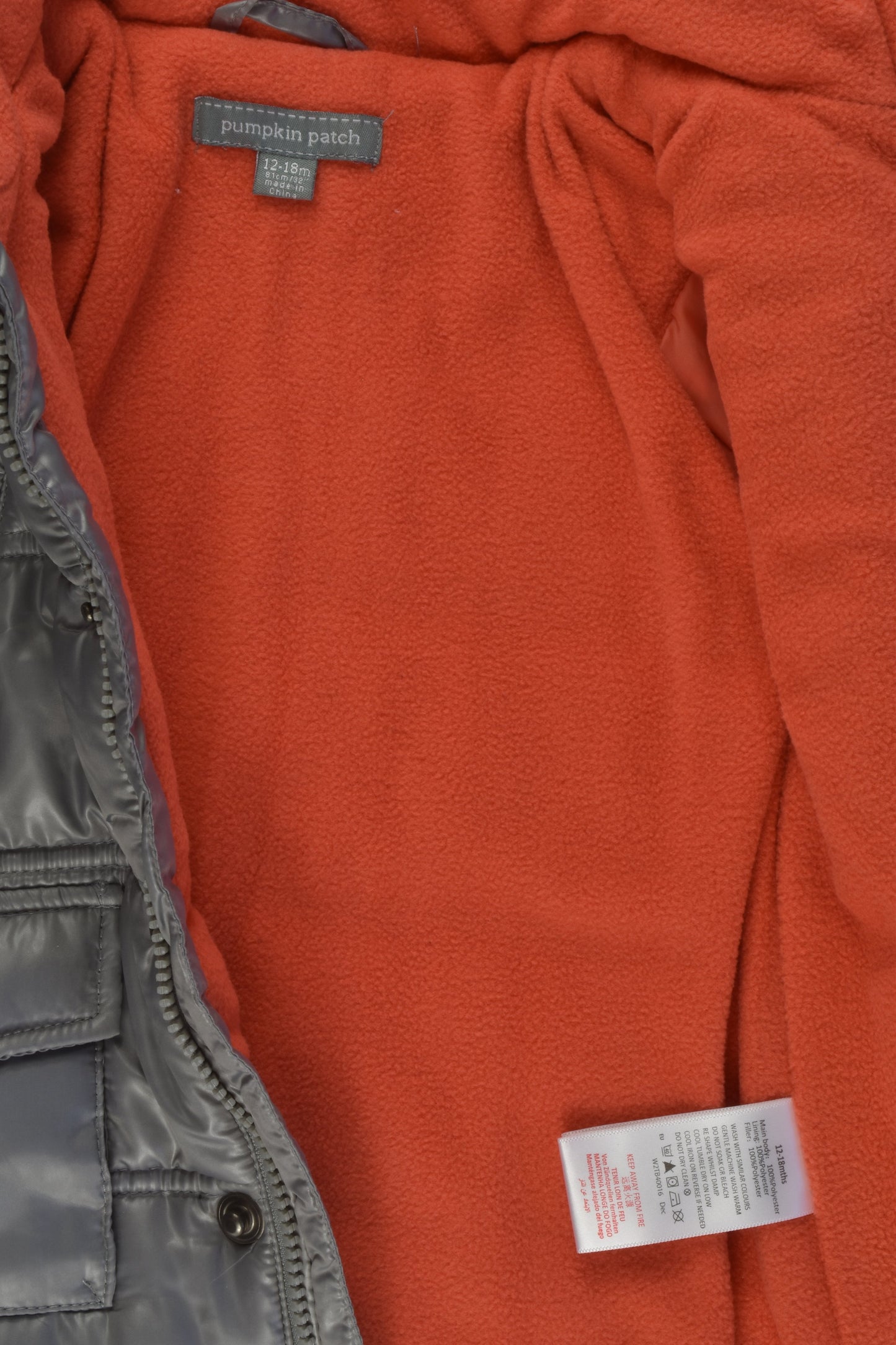 Pumpkin Patch Size 1 Fleece Lined Puffer Jacket