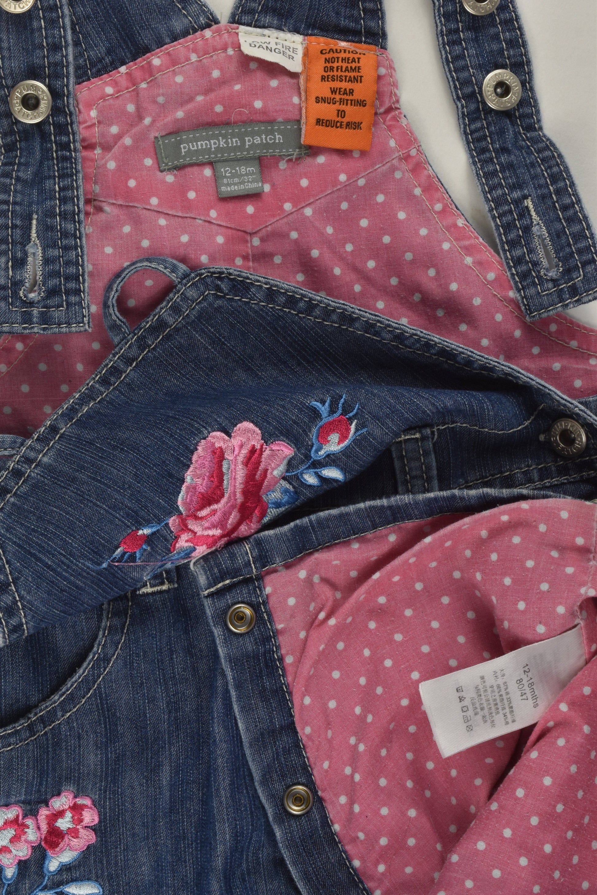 Pumpkin Patch Size 1 Lined Denim Overalls