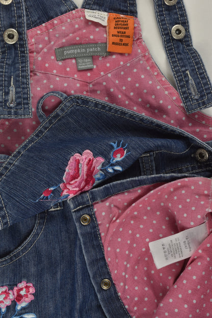 Pumpkin Patch Size 1 Lined Denim Overalls