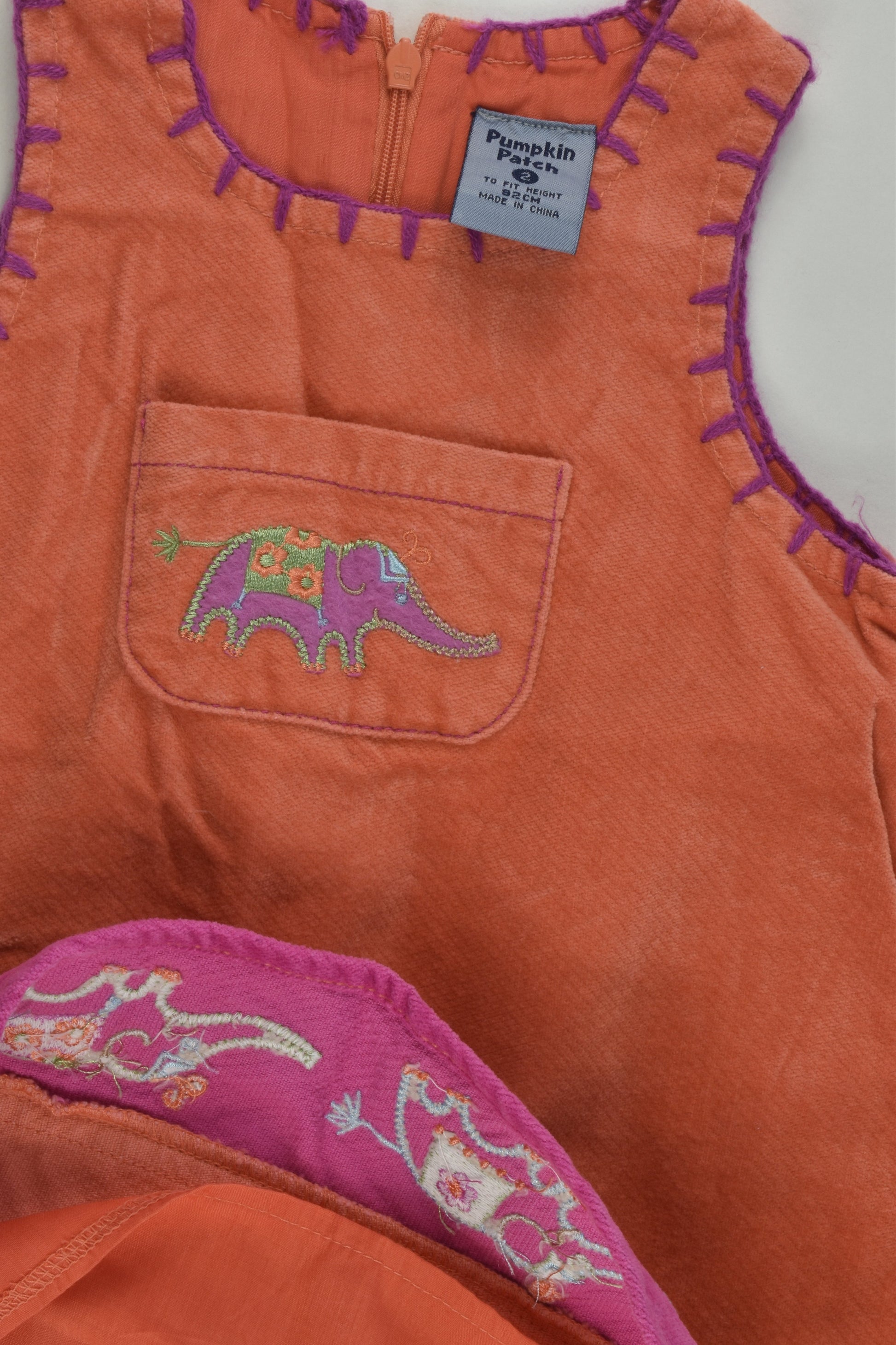 Pumpkin Patch Size 2 Lined Elephant Cord Dress