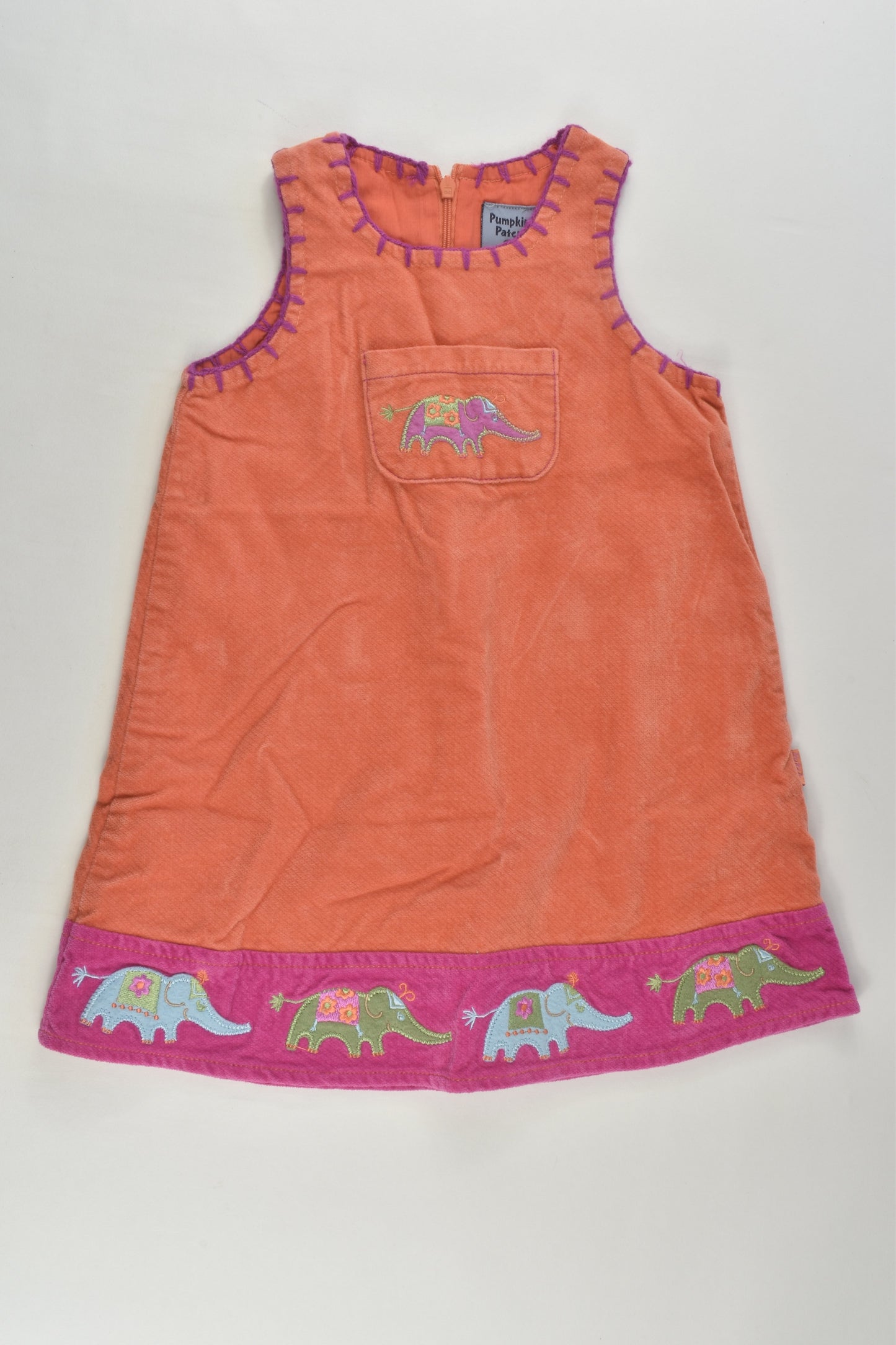 Pumpkin Patch Size 2 Lined Elephant Cord Dress