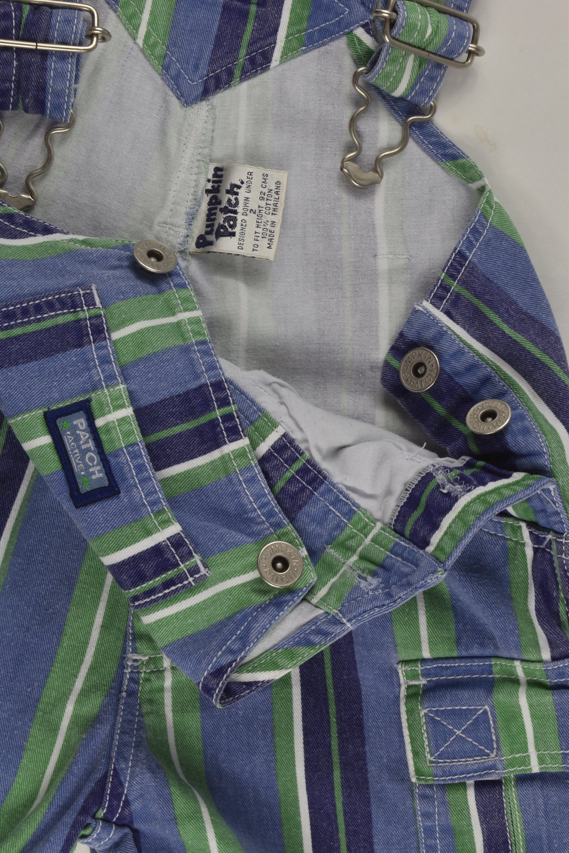 Pumpkin Patch Size 2 Striped Short Overalls