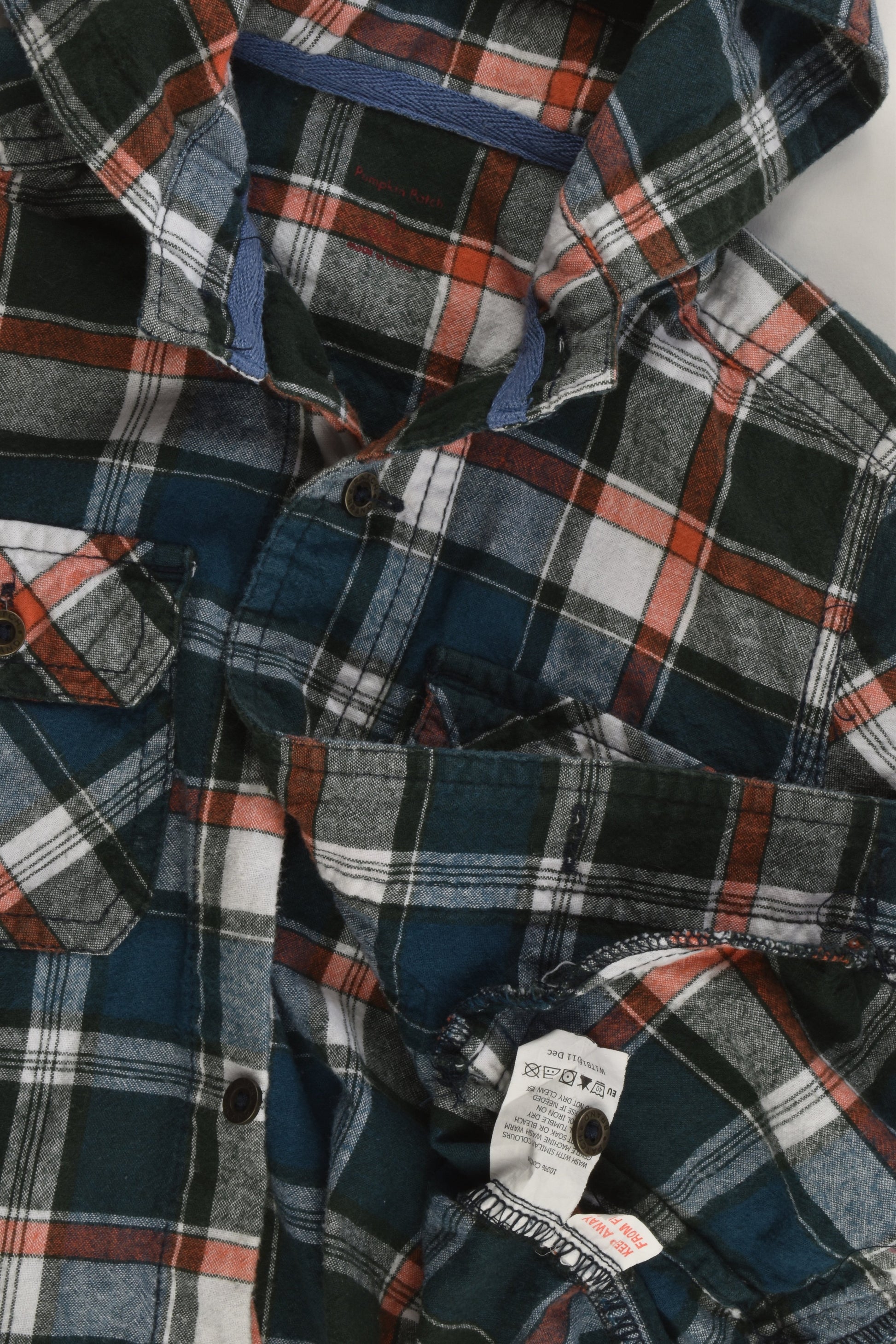 Pumpkin Patch Size 3 Checked Hooded Shirt