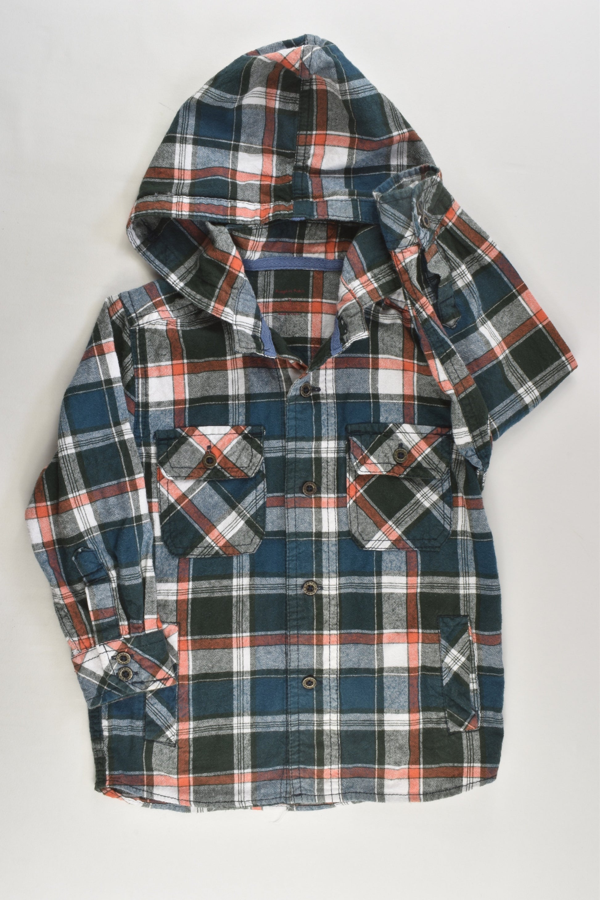 Pumpkin Patch Size 3 Checked Hooded Shirt