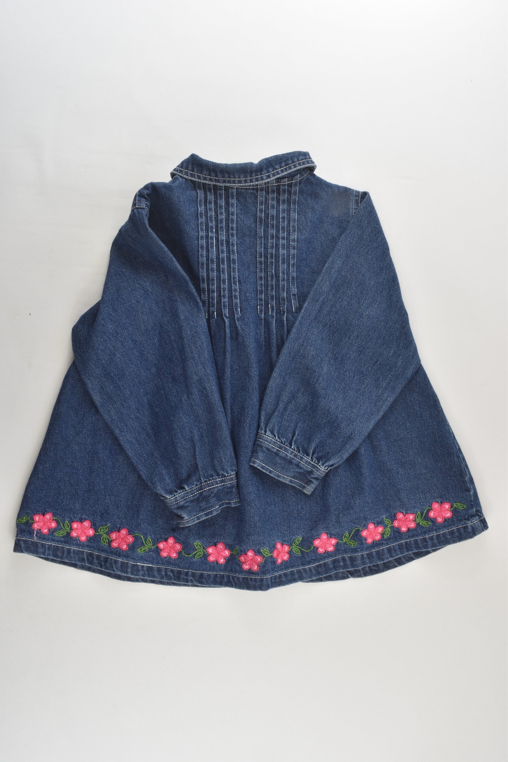 Pumpkin Patch Size 3 Denim Blouse with Floral Embroidery