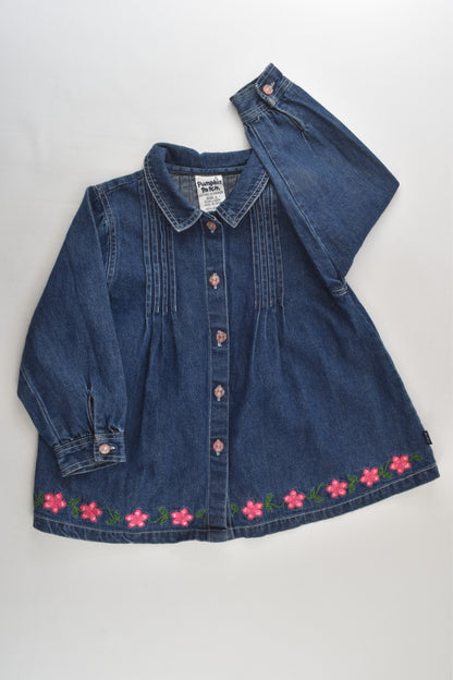 Pumpkin Patch Size 3 Denim Blouse with Floral Embroidery