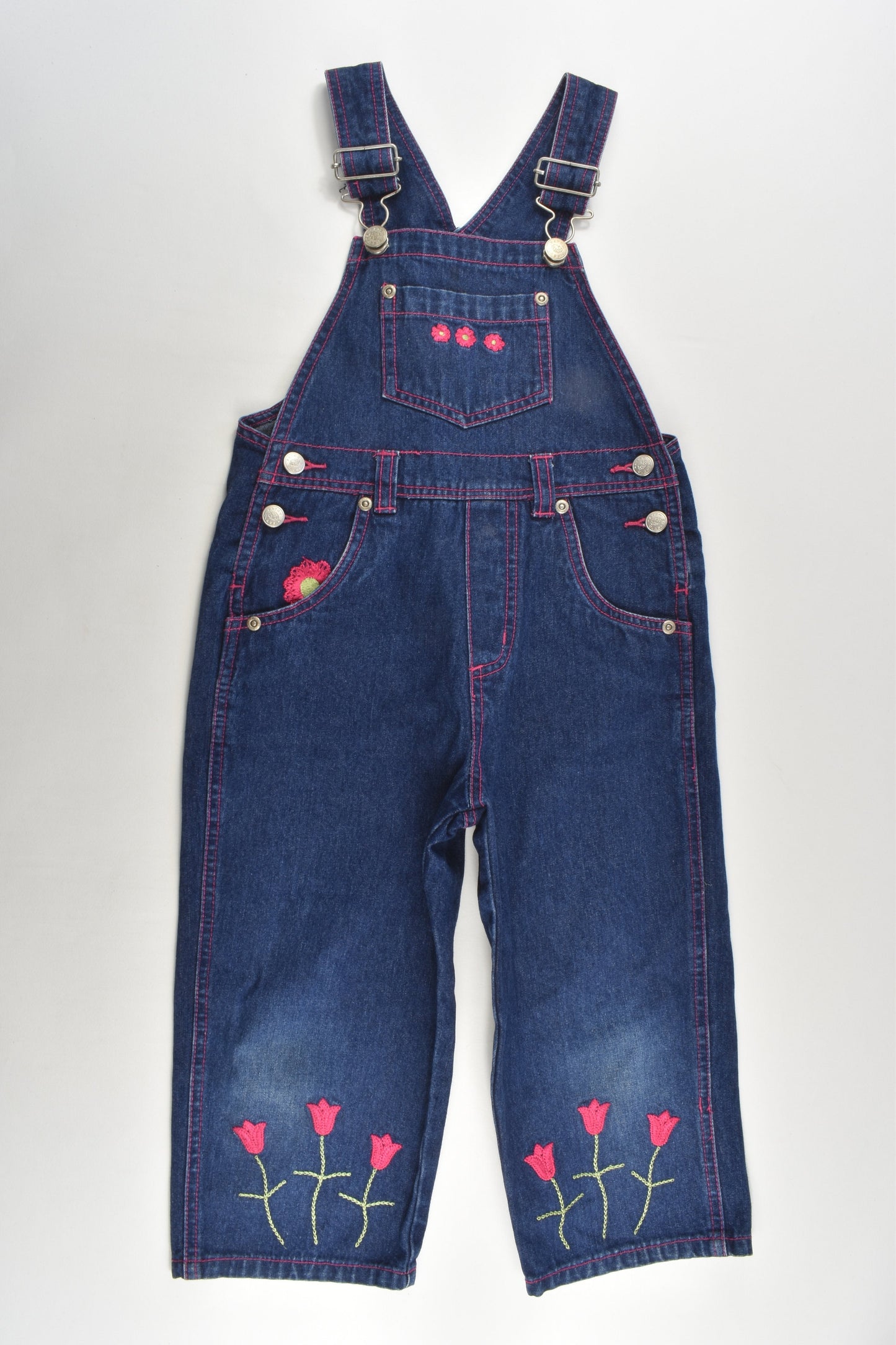 Pumpkin Patch Size 3 Floral Denim Overalls