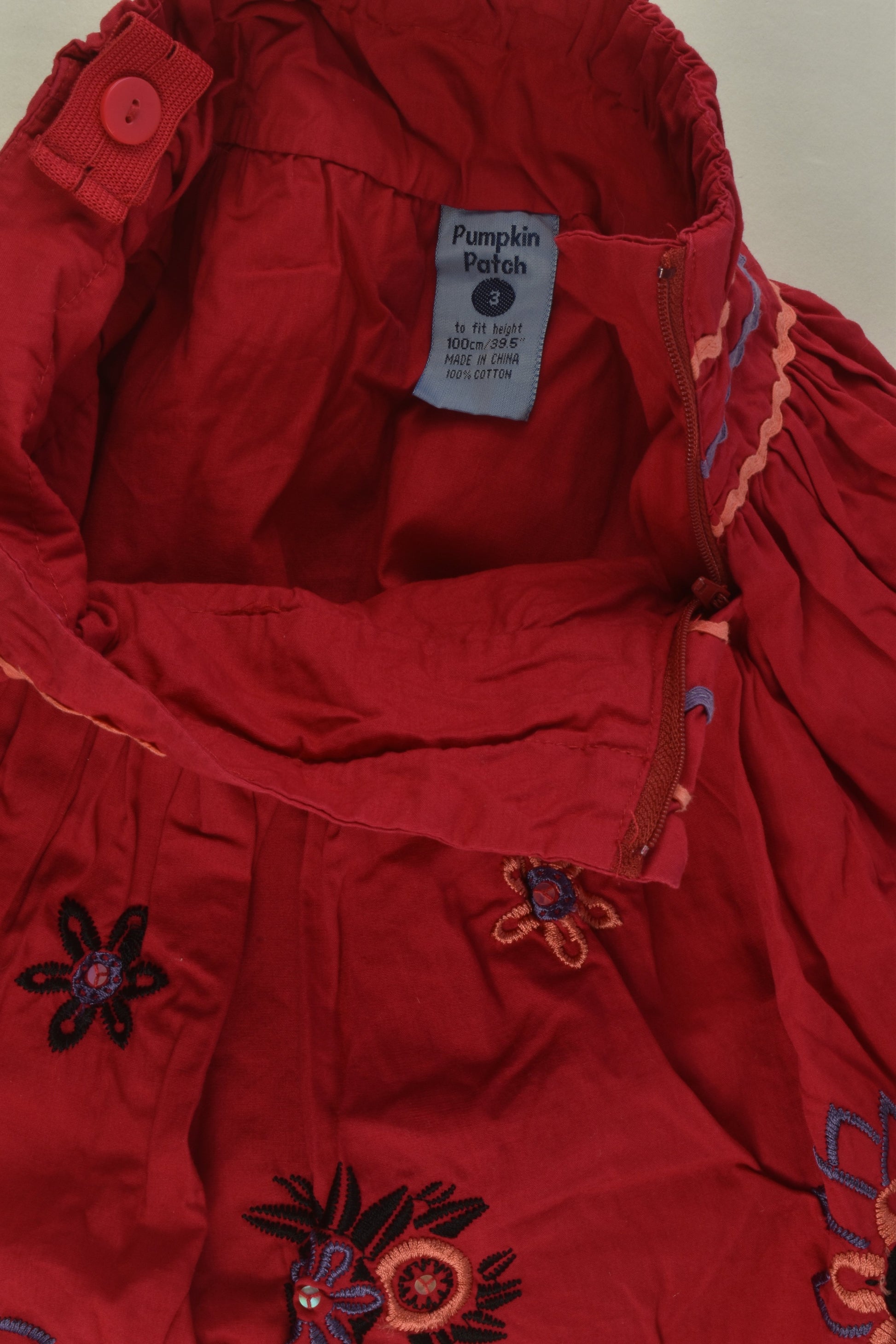 Pumpkin Patch Size 3 Lined Floral Embroidery Skirt