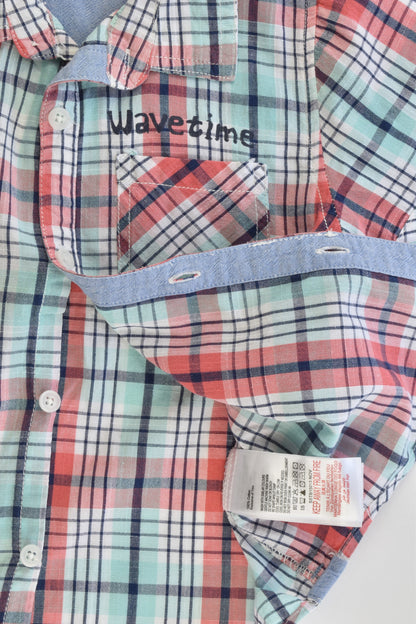 Pumpkin Patch Size 4 'Wave Time' Checked Collared Shirt