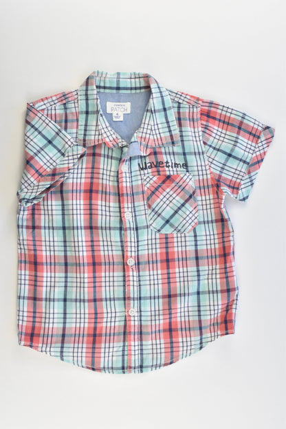 Pumpkin Patch Size 4 'Wave Time' Checked Collared Shirt