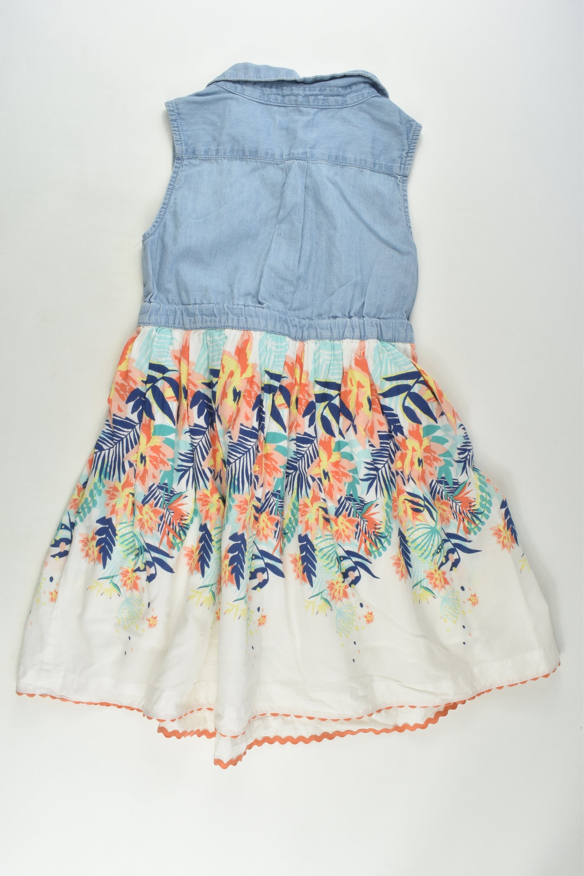 Pumpkin Patch Size 6 Lined Floral/Denim Dress