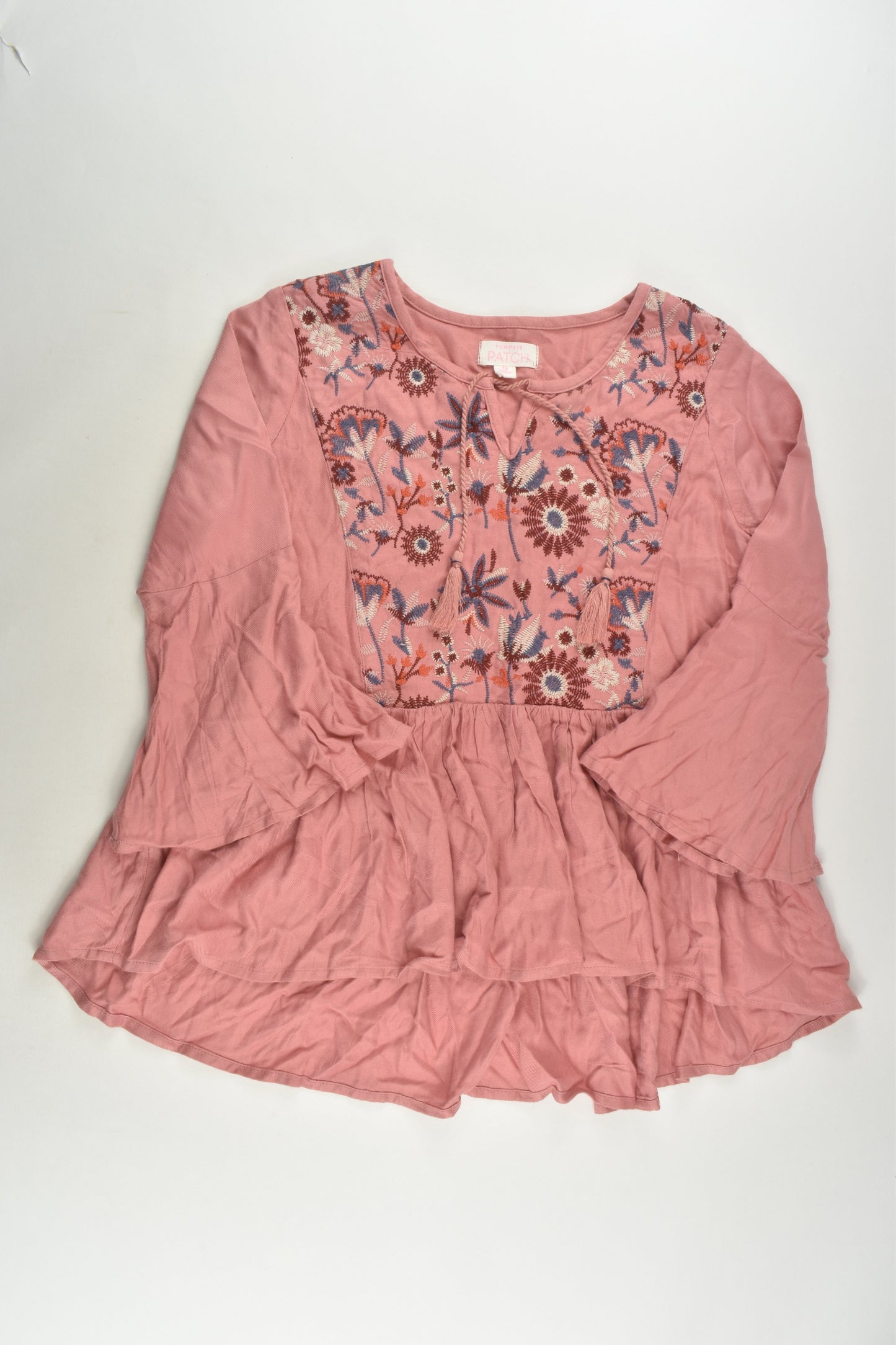 Pumpkin Patch Size 9 Floral Embroidery Loose Fit Blouse/Tunic