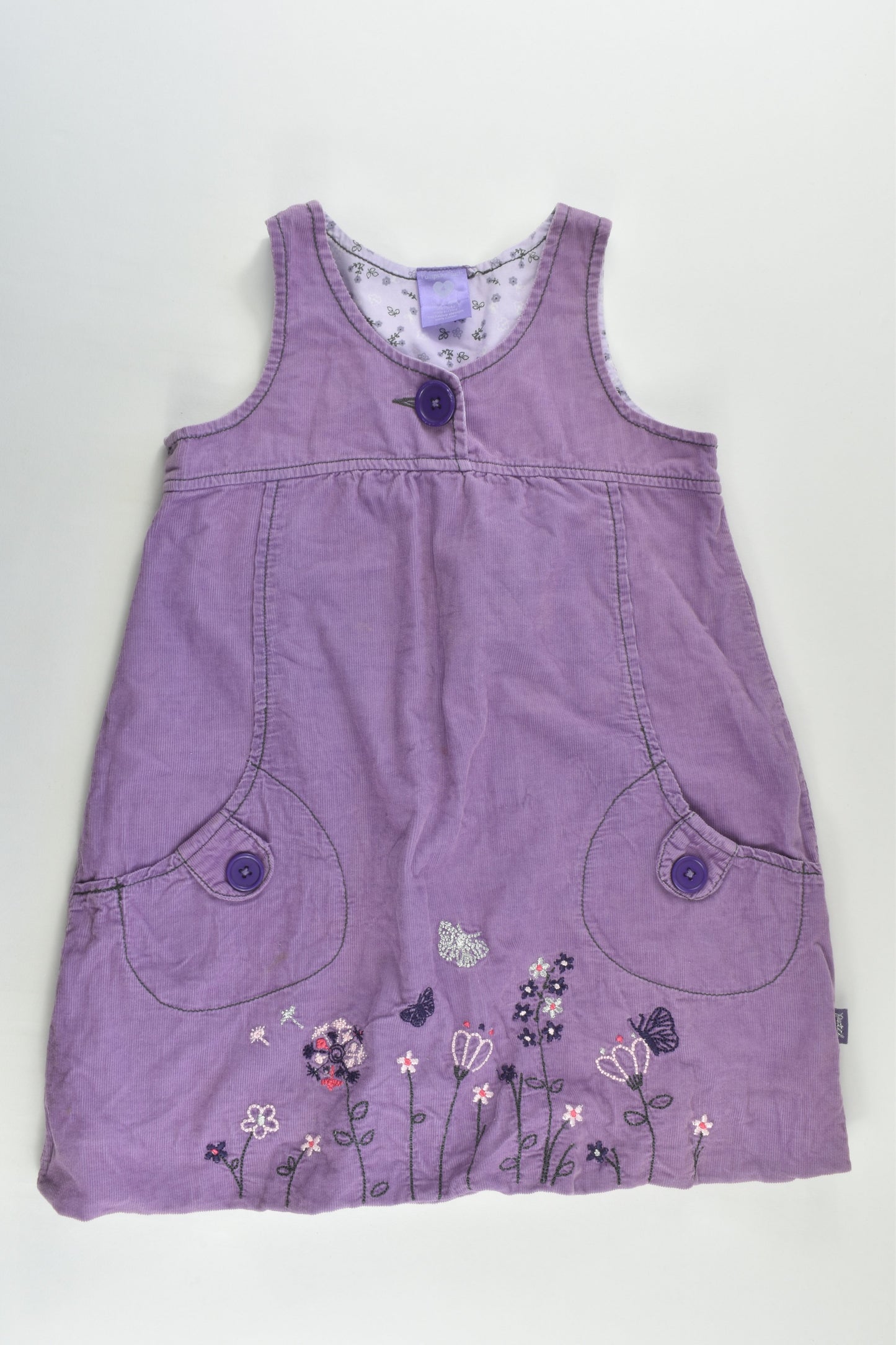 Pumpkin Patch Sze 4 Lined Cord Dress with Floral Embroidery