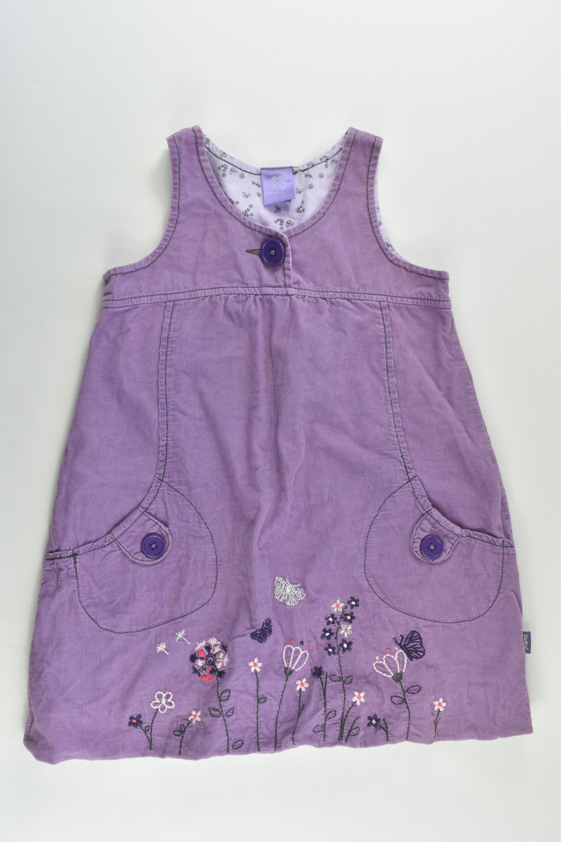 Pumpkin Patch Sze 4 Lined Cord Dress with Floral Embroidery