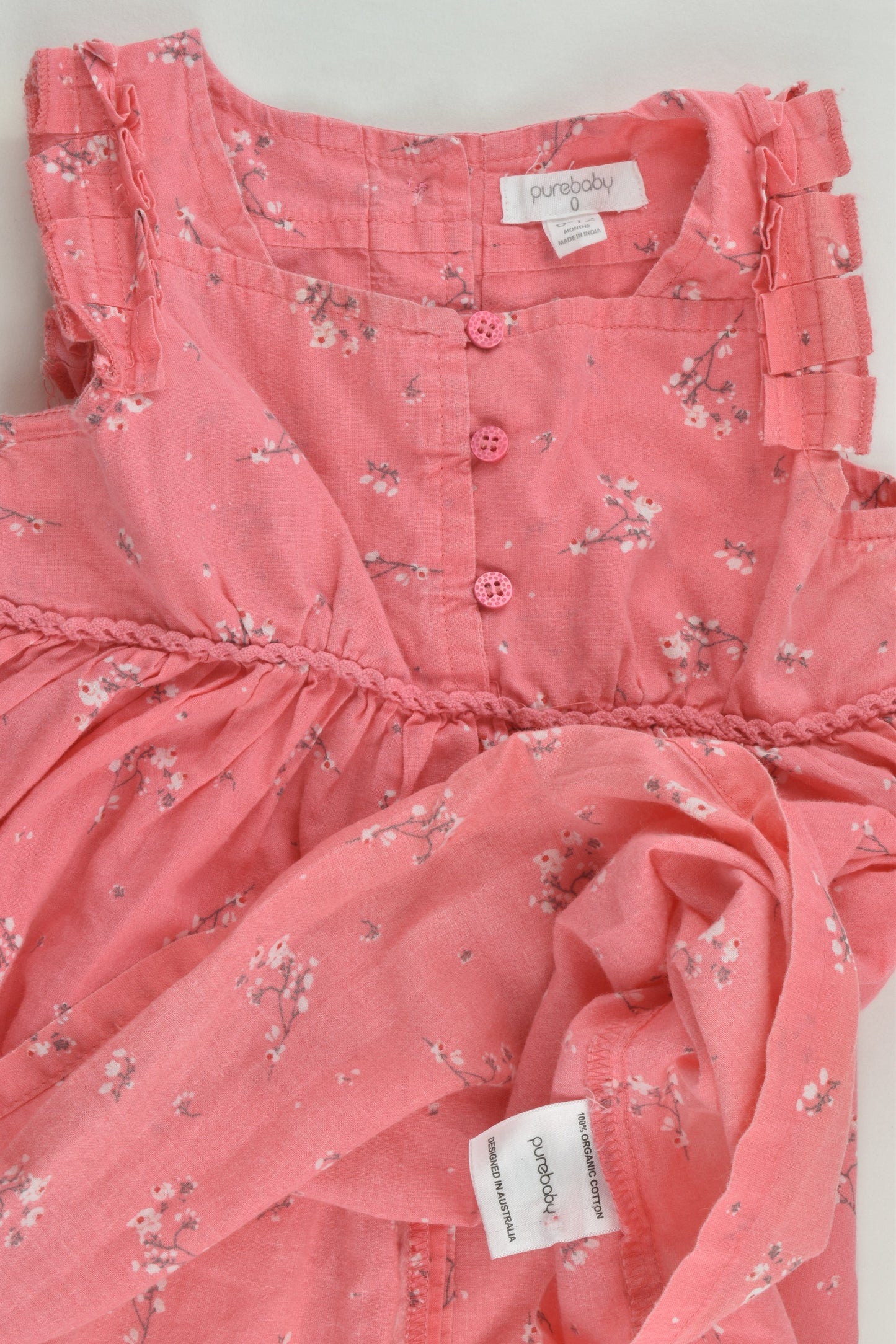 Purebaby Size 0 (6-12 months) Floral Dress