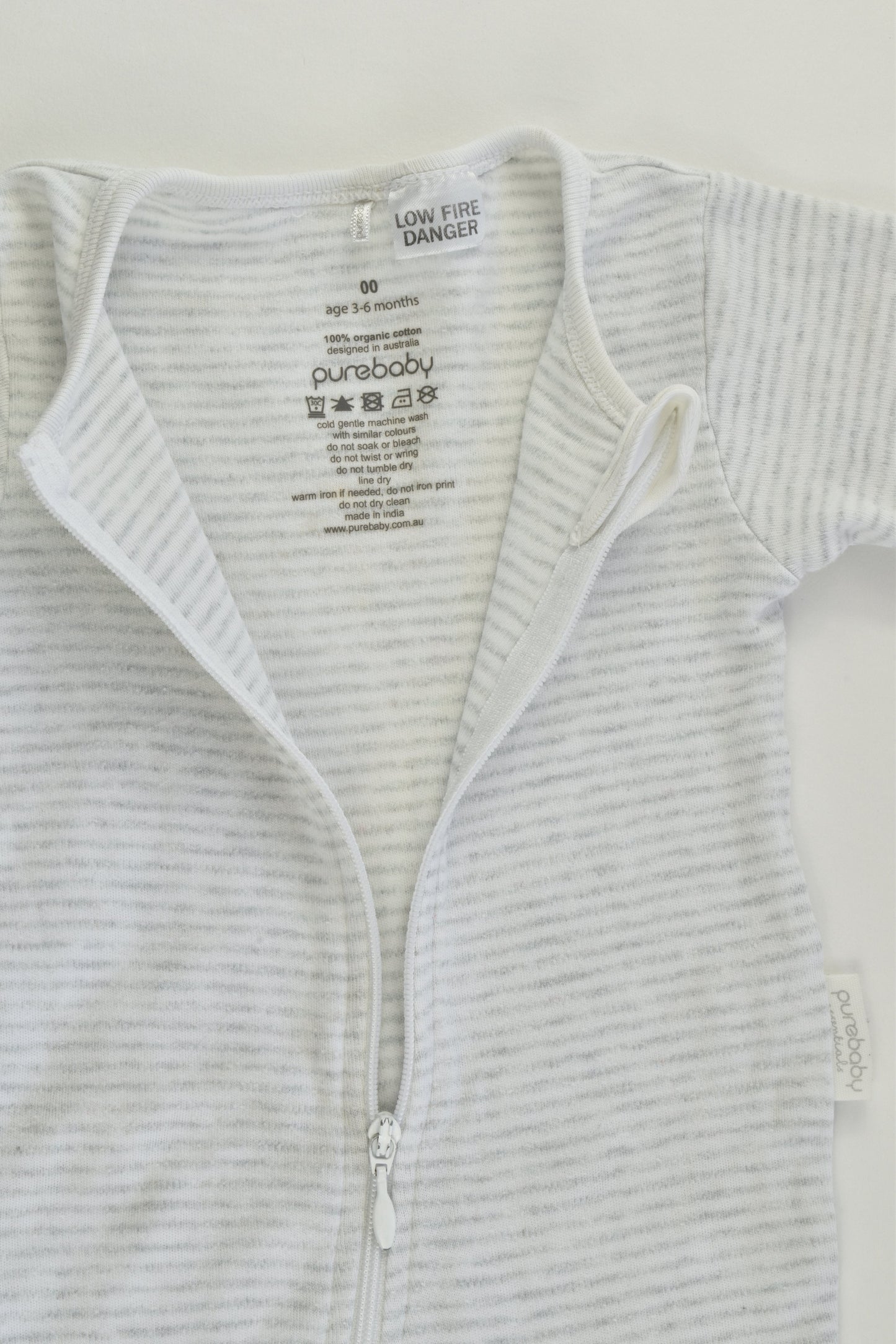 Purebaby Size 00 (3-6 months) Striped Short Romper
