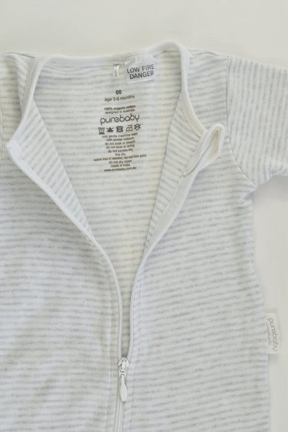Purebaby Size 00 (3-6 months) Striped Short Romper