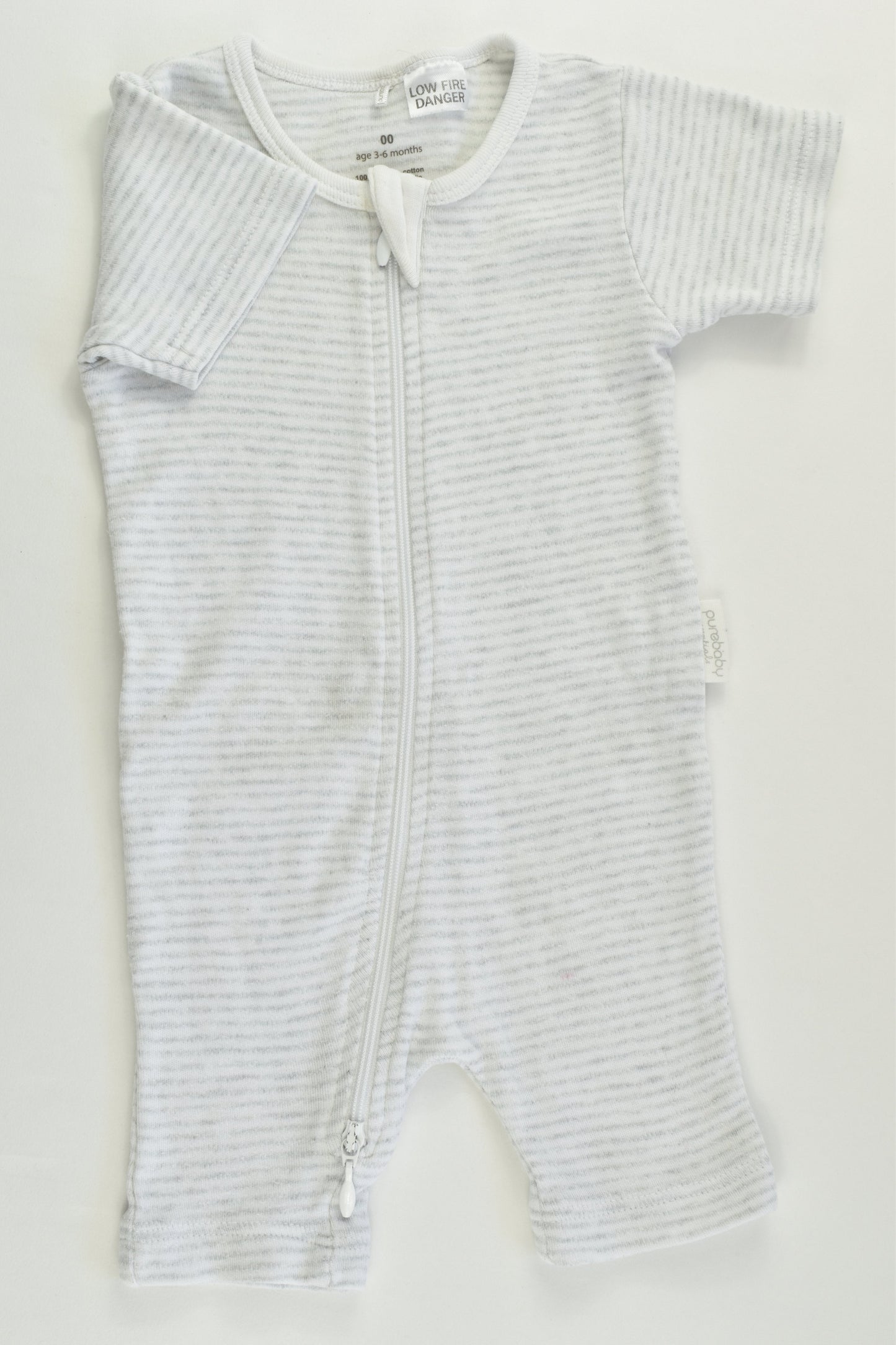 Purebaby Size 00 (3-6 months) Striped Short Romper