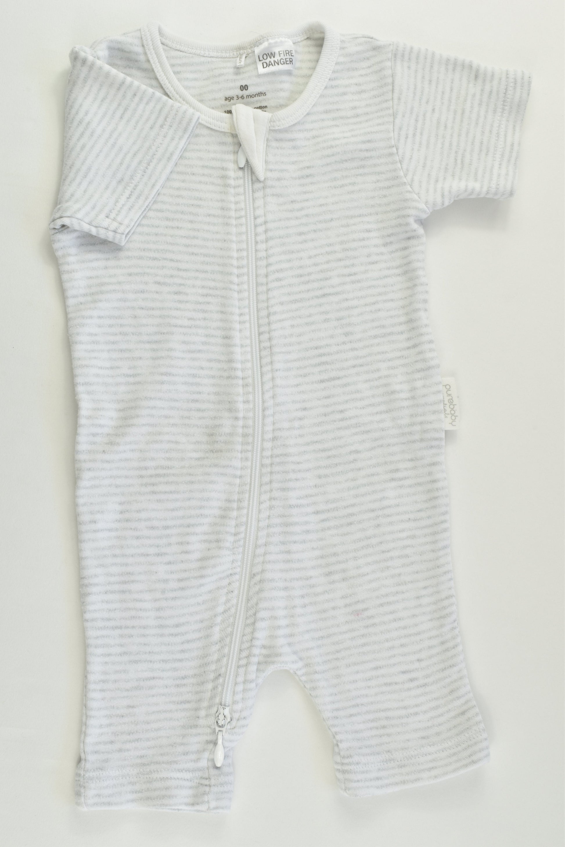 Purebaby Size 00 (3-6 months) Striped Short Romper