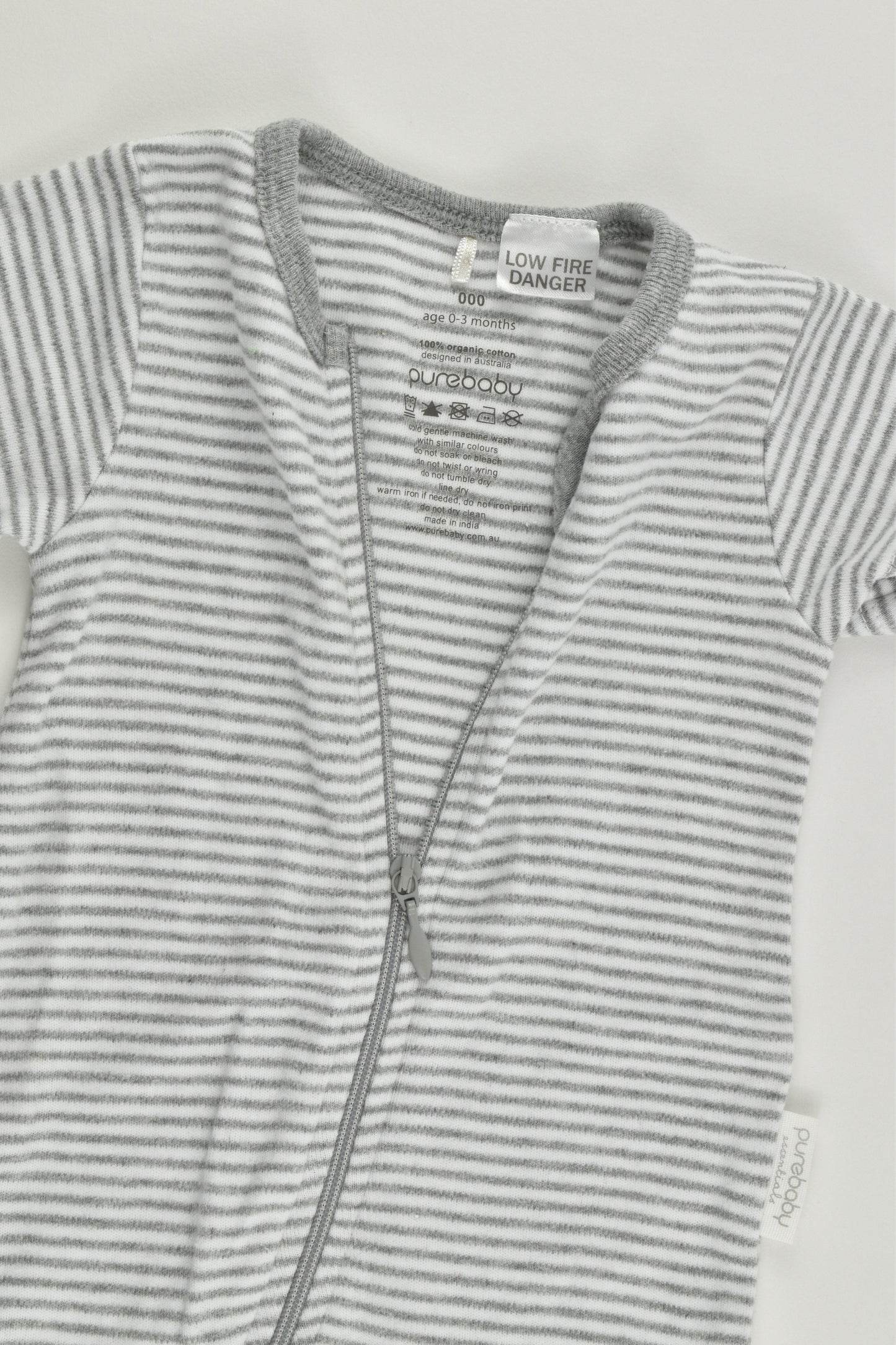 Purebaby Size 000 (0-3 months) Striped Short Romper