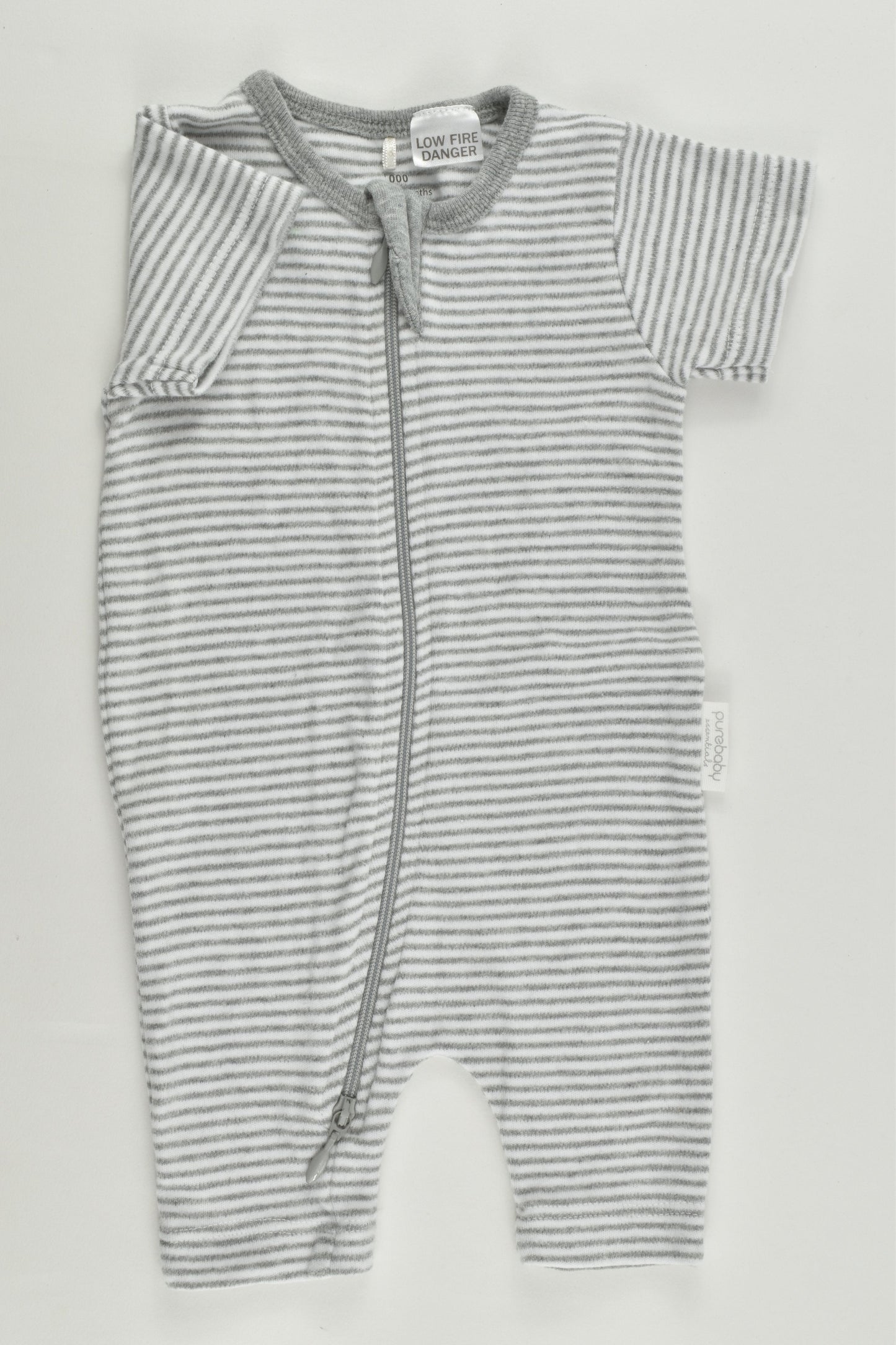 Purebaby Size 000 (0-3 months) Striped Short Romper
