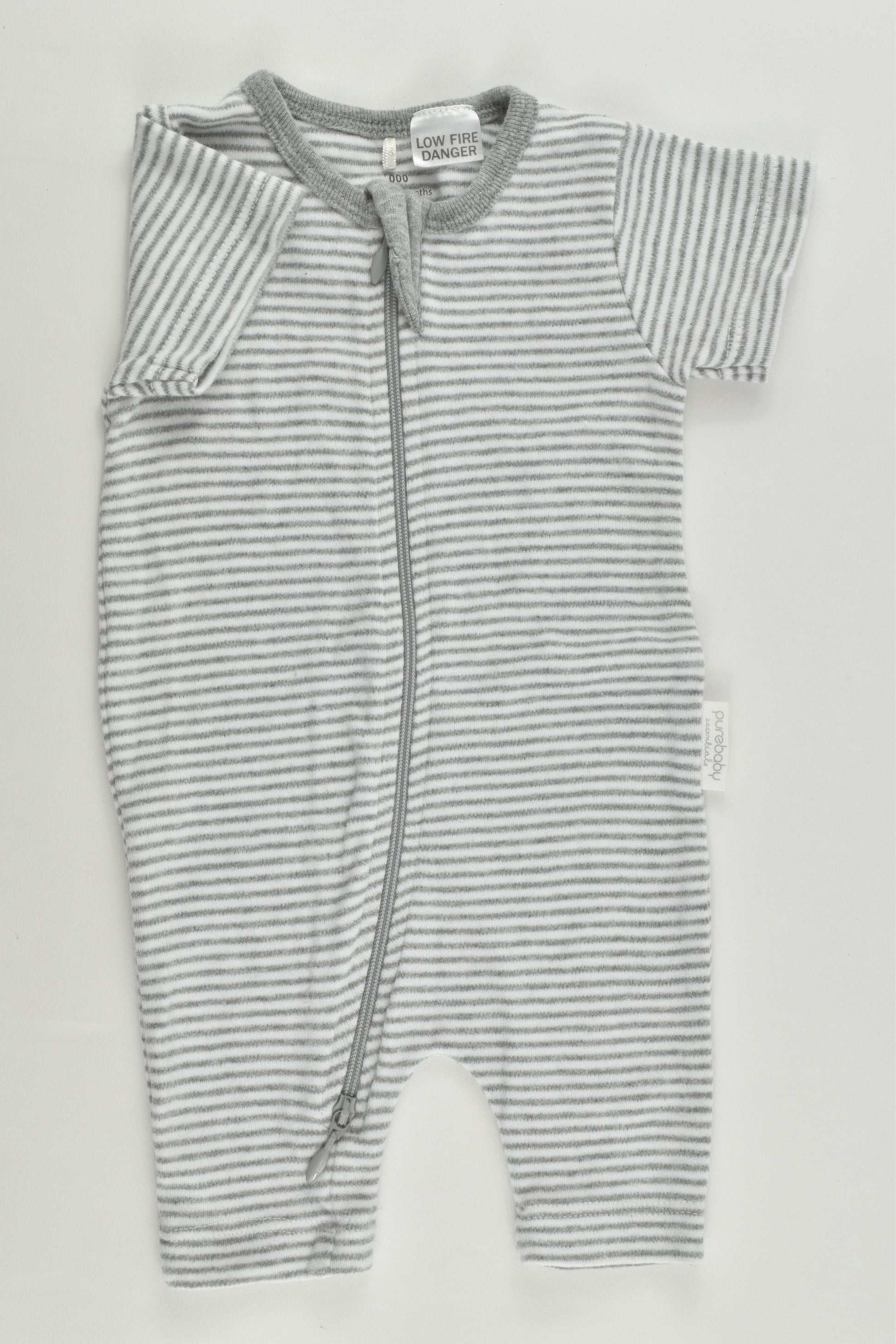 Purebaby Size 000 (0-3 months) Striped Short Romper