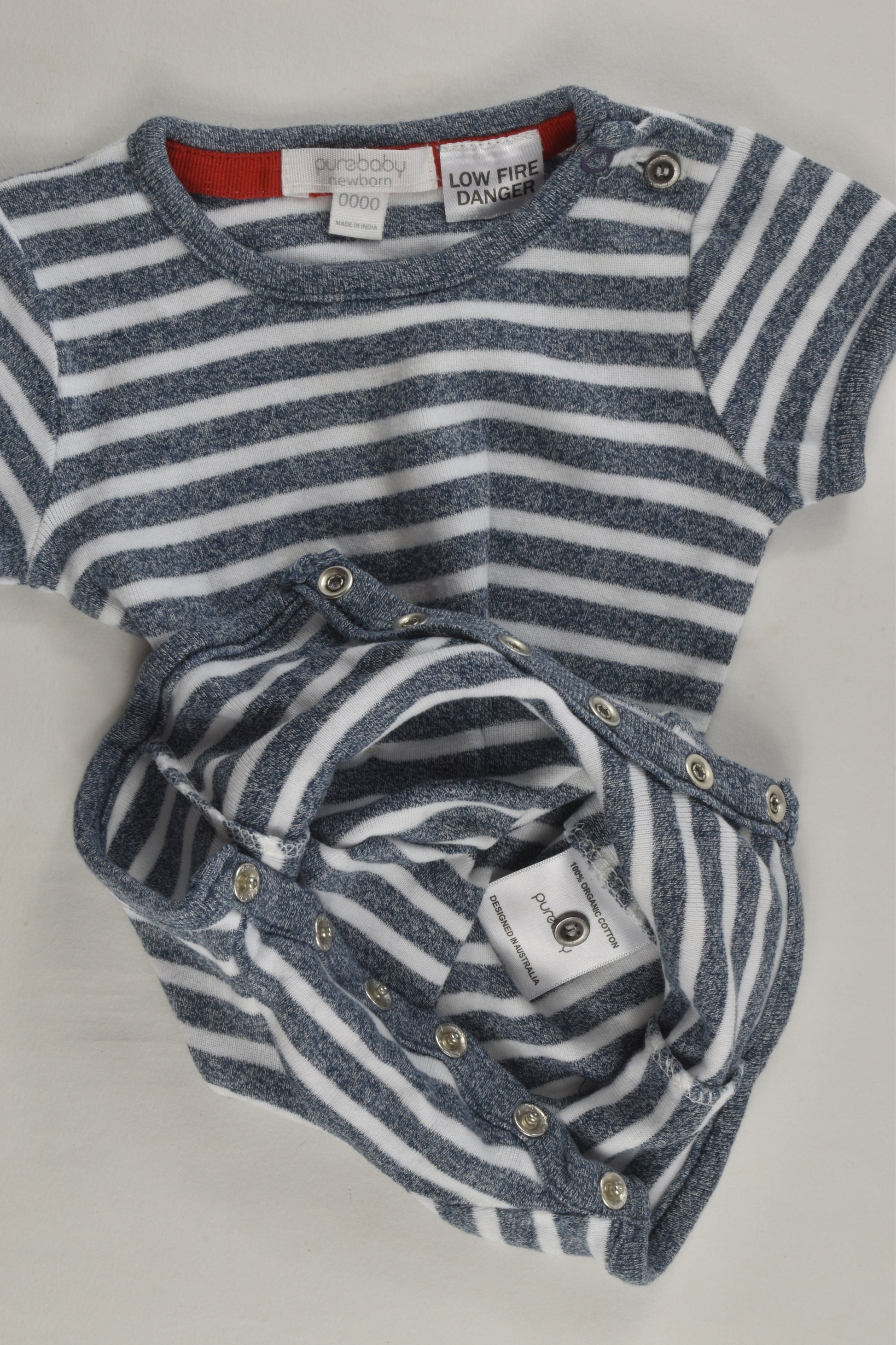 Purebaby Size 0000 Striped Short Romper