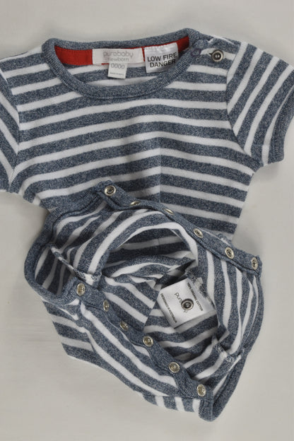 Purebaby Size 0000 Striped Short Romper