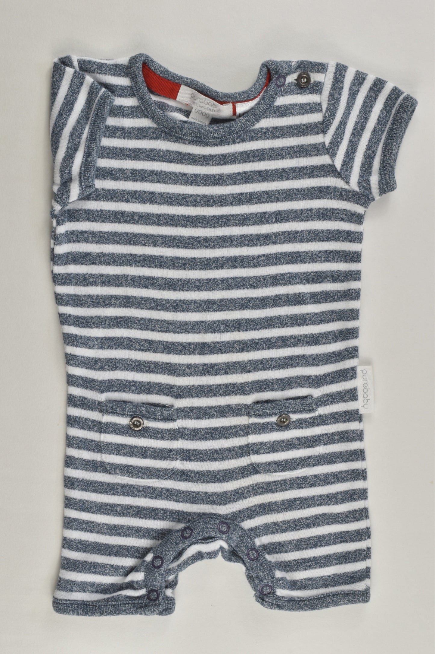 Purebaby Size 0000 Striped Short Romper