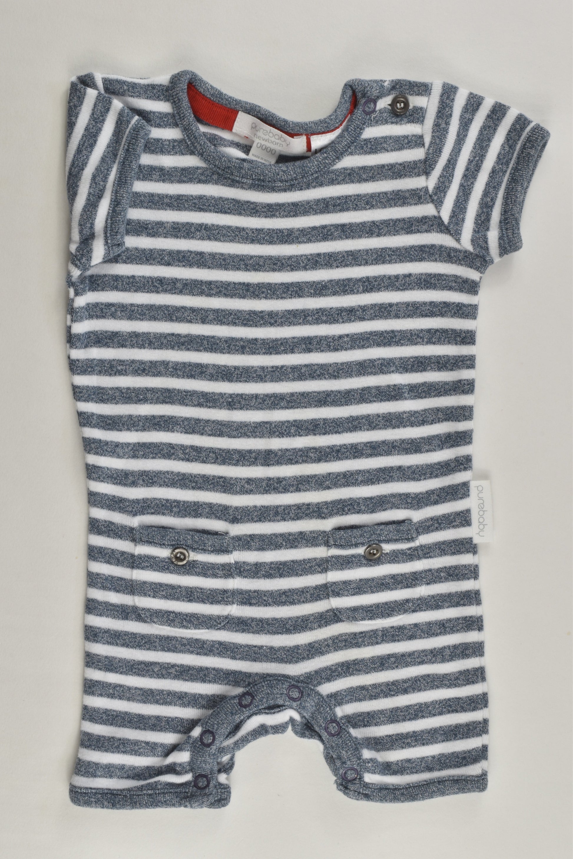 Purebaby Size 0000 Striped Short Romper
