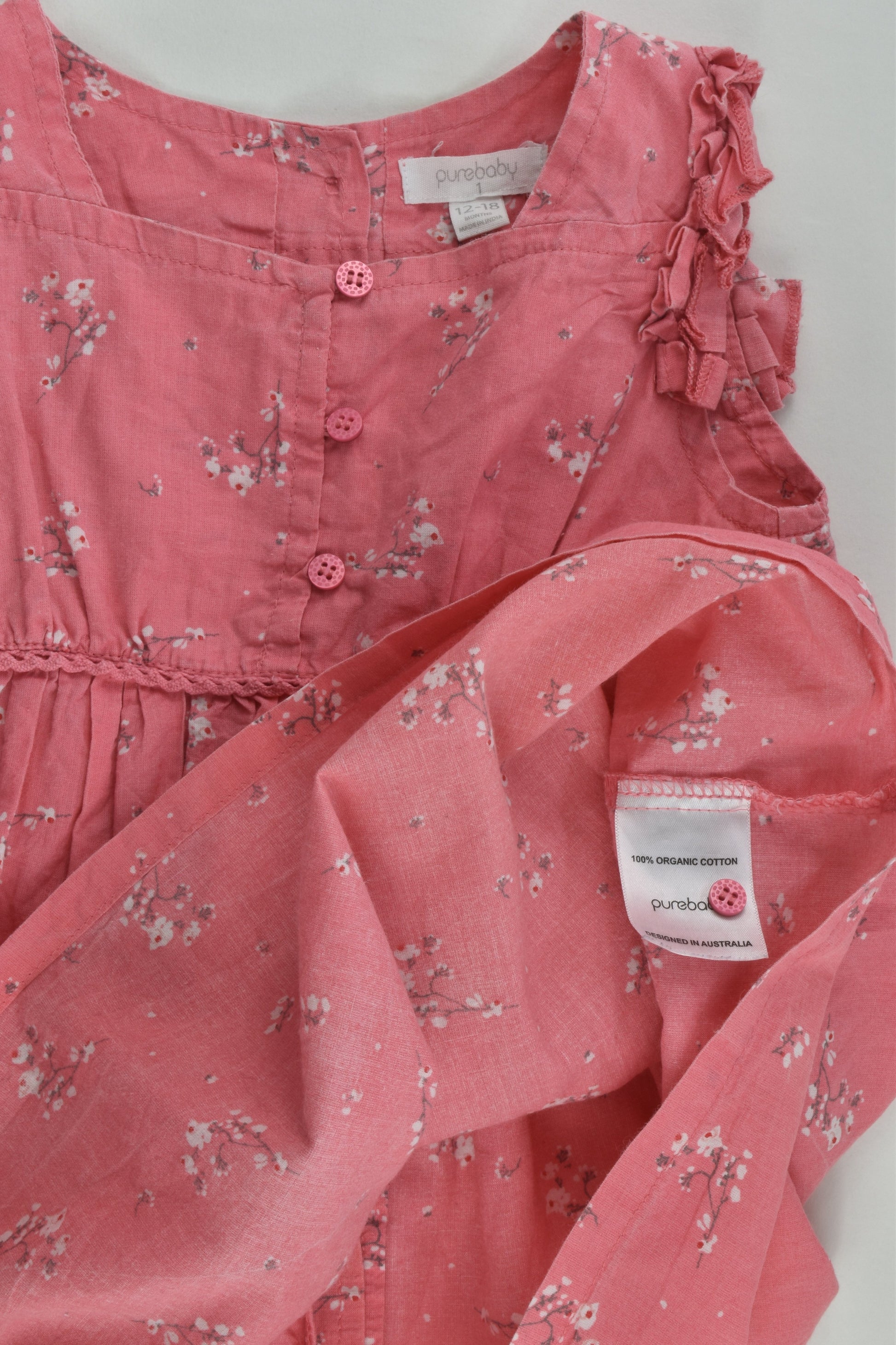 Purebaby Size 1 (12-18 months) Floral Dress