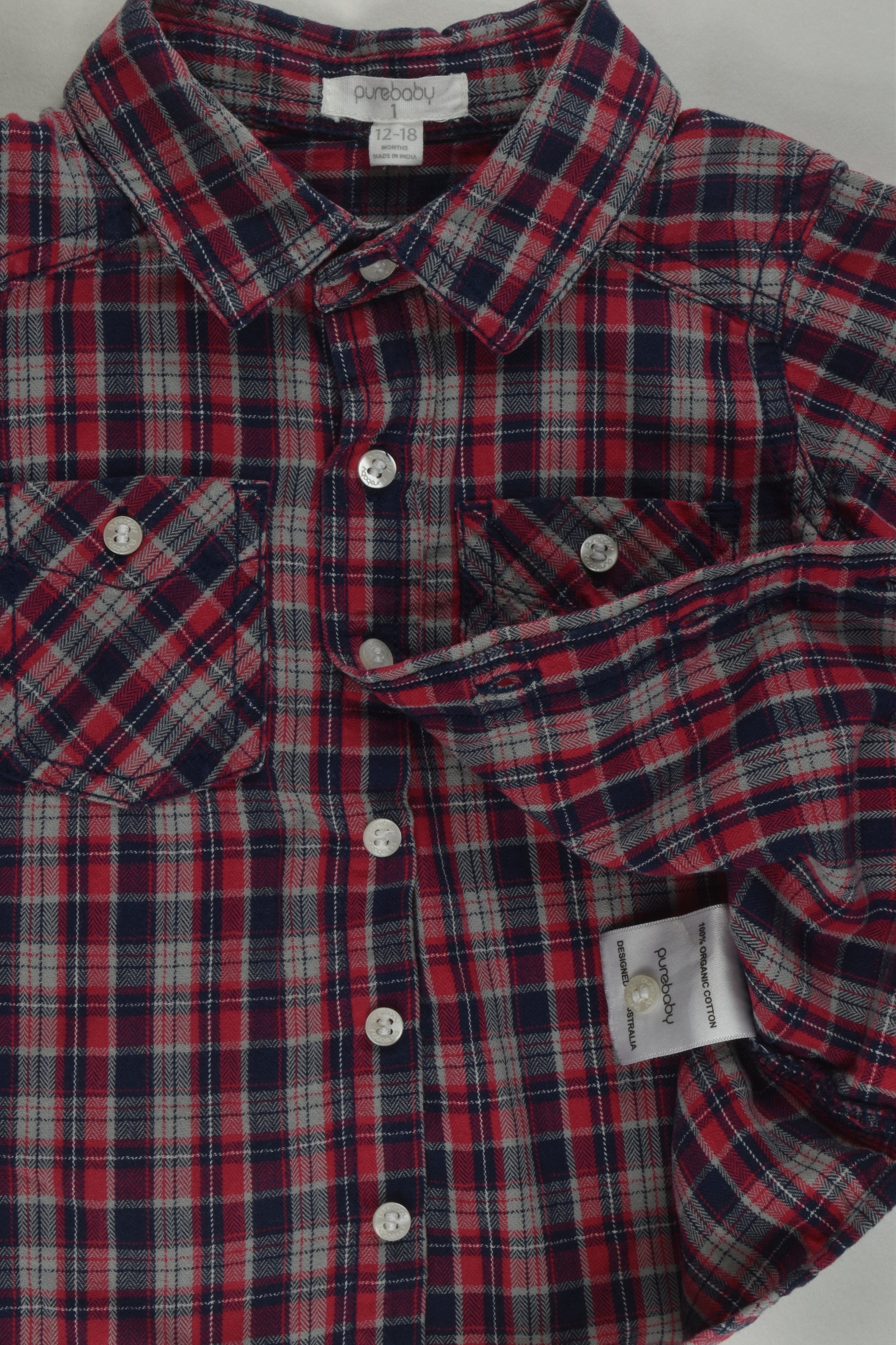 Purebaby Size 1 Checked Shirt