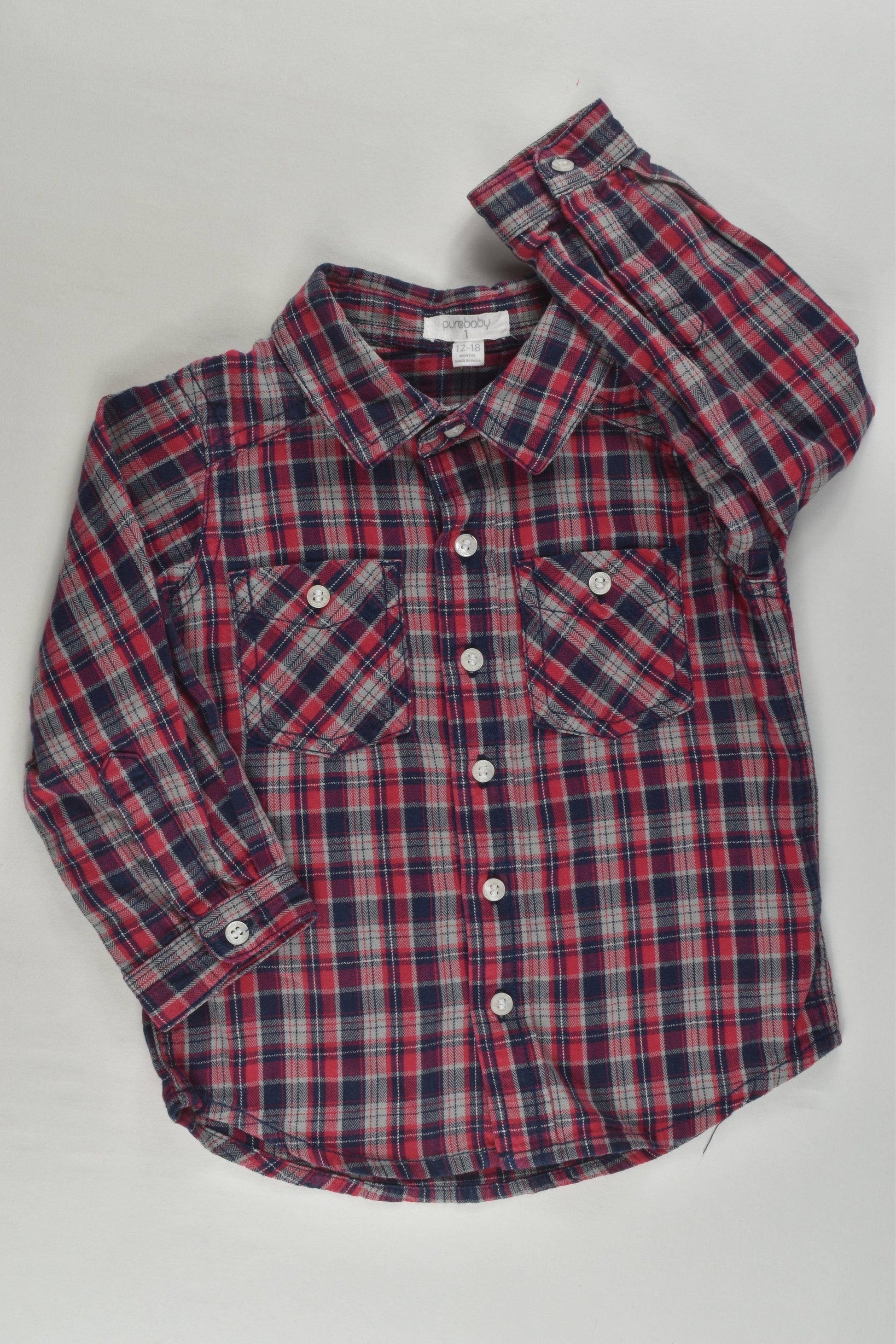 Purebaby Size 1 Checked Shirt