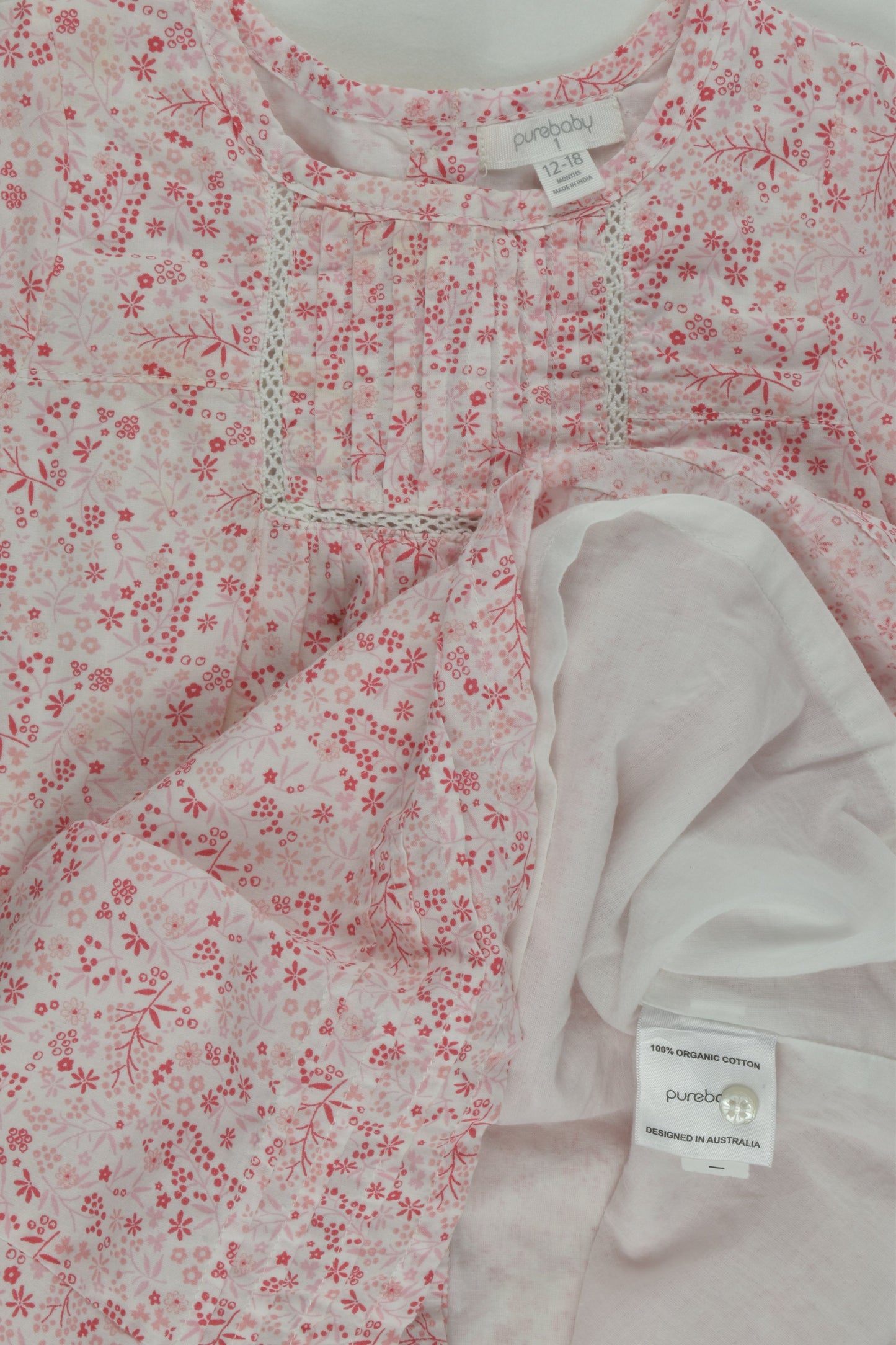 Purebaby Size 1 Lined Floral Dress