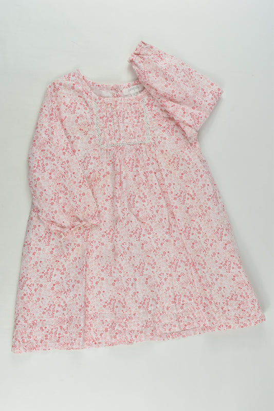 Purebaby Size 1 Lined Floral Dress